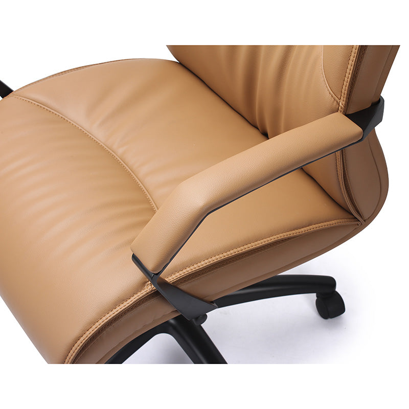 ARTURO Ergonomic High Back Office Chair with Lumbar Support - Tan & Black Leather Executive Chair for Home & Office Workspace Comfort