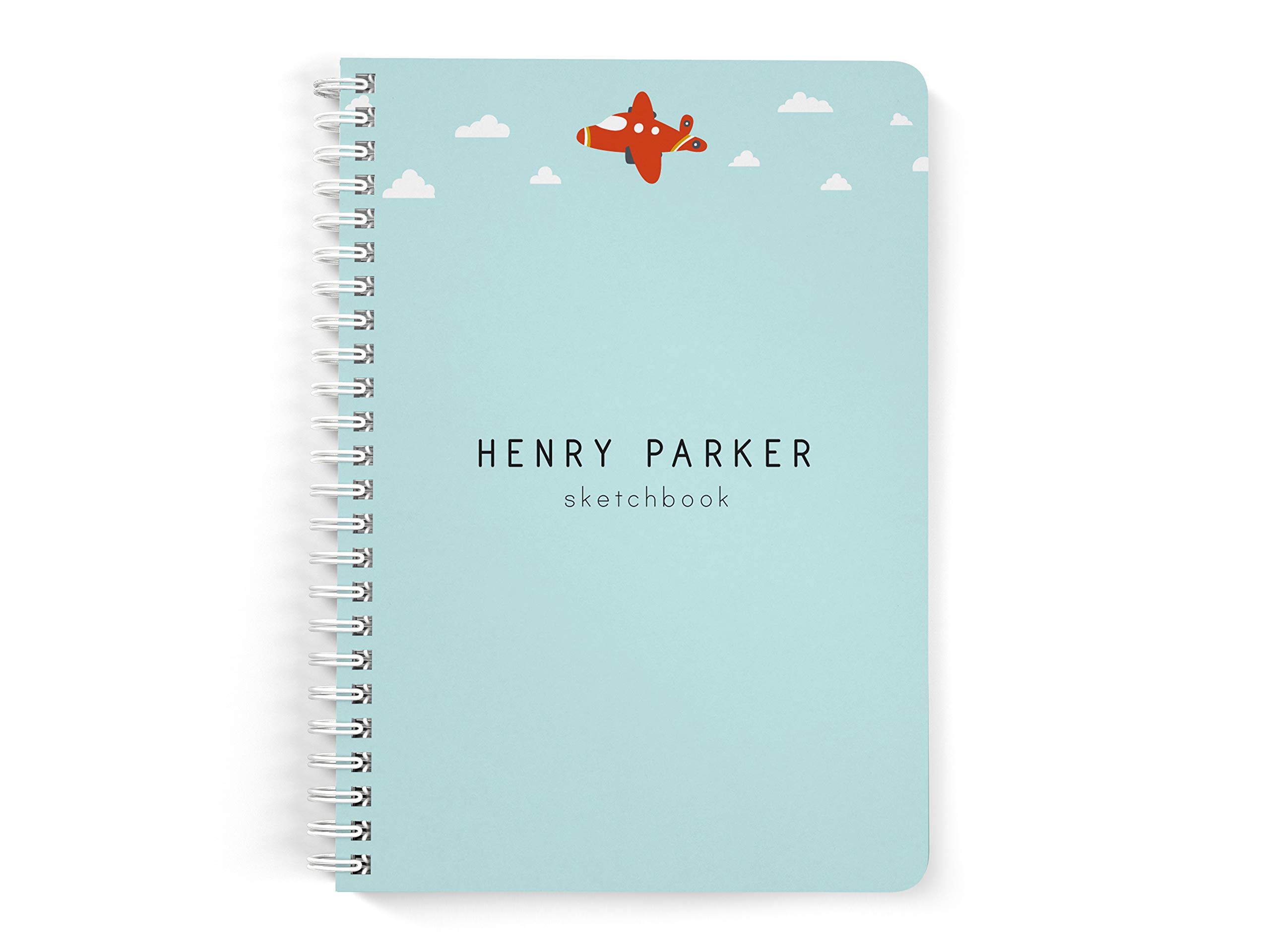Personalized Airplane Notebook for Boys - Lined or Unlined Spiral Softcover Journal, Blue Sketchbook for Kids - Perfect for School, Travel & Creative Writing