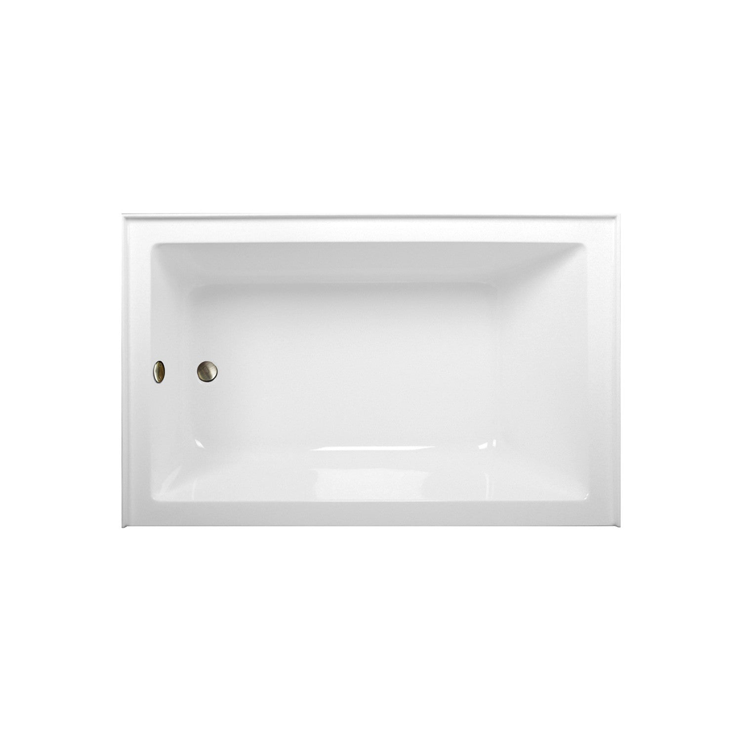 Aqua Eden 60 Inch Acrylic Rectangular 3-Wall Alcove Bathtub Combo with Waste & Overflow Drain - Glossy White/Antique Brass (Left Hand Drain) | Freestanding Soaking Tub for Small Bathrooms & Spa-Like Relaxation