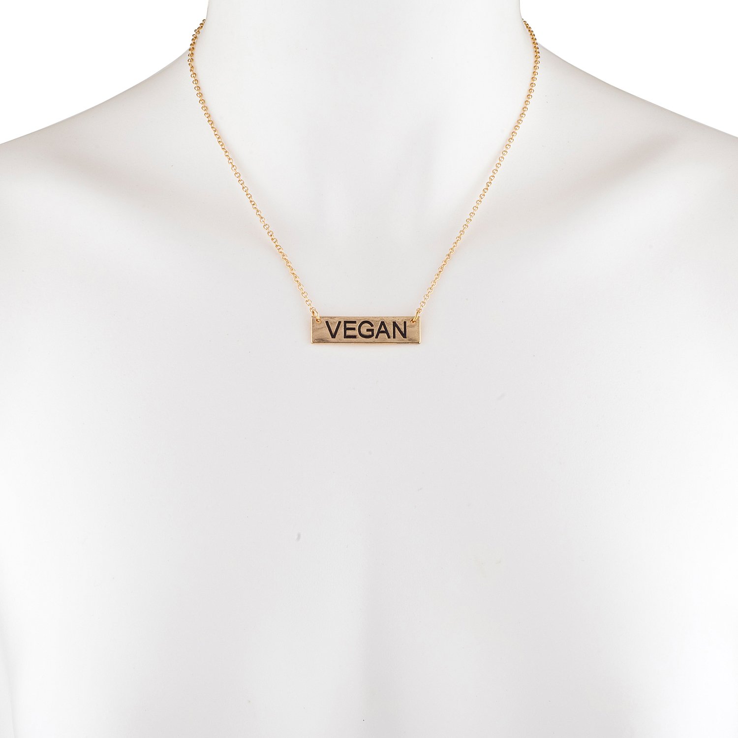 Gold Tone Personalized Bar Pendant Necklace for Women - Vegan Jewelry Gift for Her - Perfect for Birthdays, Anniversaries & Everyday Elegance