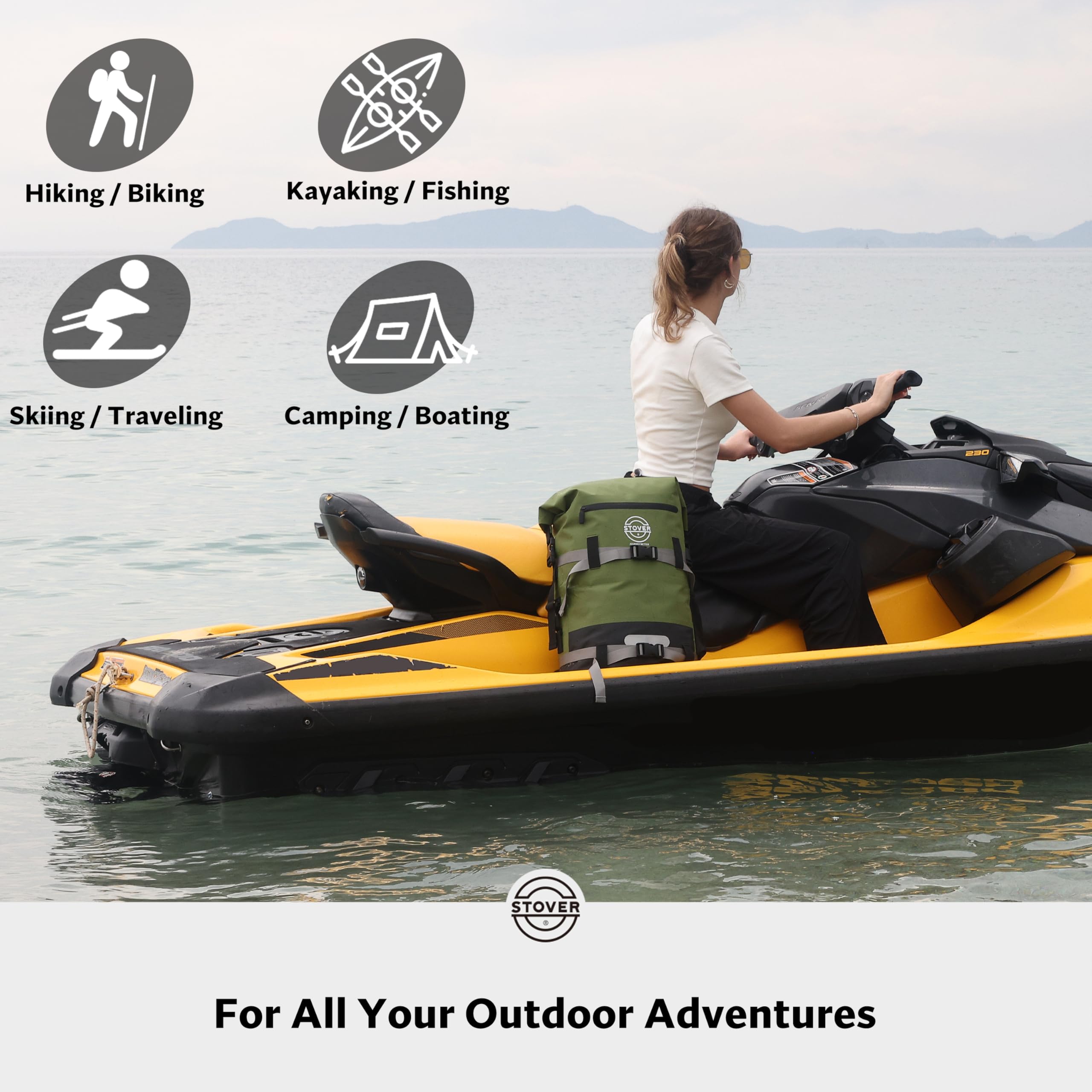 **STOVER 5L/10L/25L/30L/40L/55L Waterproof Dry Backpack – Heavy-Duty Roll Top Floating Dry Bag for Kayaking, Hiking, Camping, Fishing, Beach & Outdoor Adventures – Ideal for Travel, Motorcycles & Water Sports (Green)**
