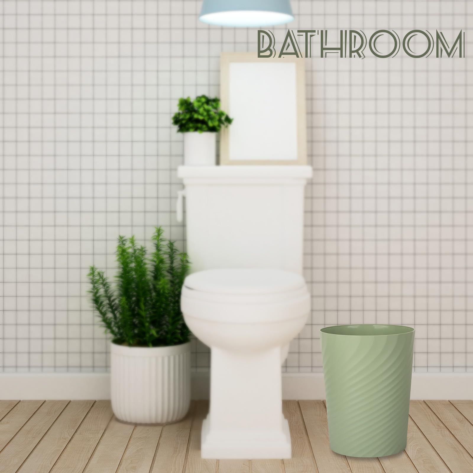 UUJOLY 3.5 Gallon Small Plastic Trash Can - Mint Green Waste Basket for Bathroom, Kitchen, Office, Laundry Room, Kids Room & Dorm - Perfect for Home, Office & Classroom Organization