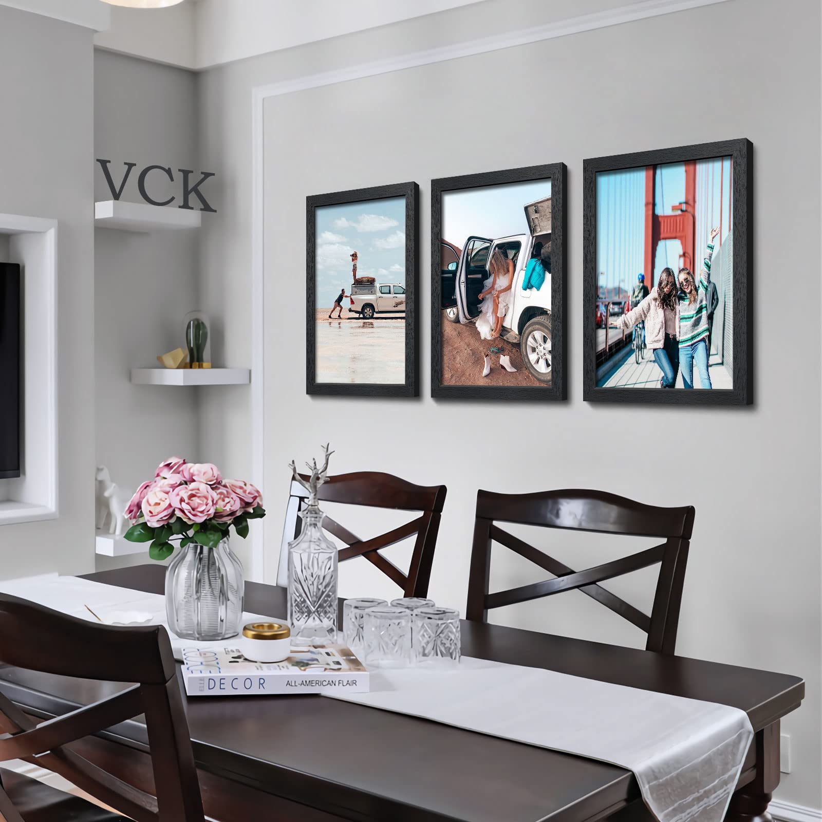 VCK 13x19 Black Solid Wood Poster Frame 4 Pack with Polished Plexiglass - Wall Mount Picture Frames for Home Decor, Office Art Display & Photo Gallery