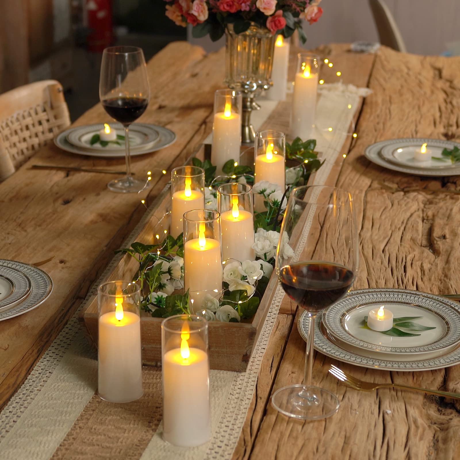 Homemory 9-Pack Pure White LED Flameless Candles with Remote & Timer - Battery Operated Fake Candles for Wedding Centerpieces, Home Decor, Christmas, Dinner Parties & Romantic Ambiance