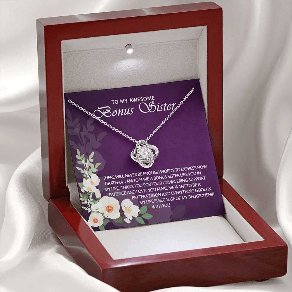 Handmade Message Card Necklace - Personalized Jewelry Gift for Bonus Sister | Birthday, Christmas, Mother's Day & Appreciation Present | Perfect for Special Occasions & Heartfelt Moments