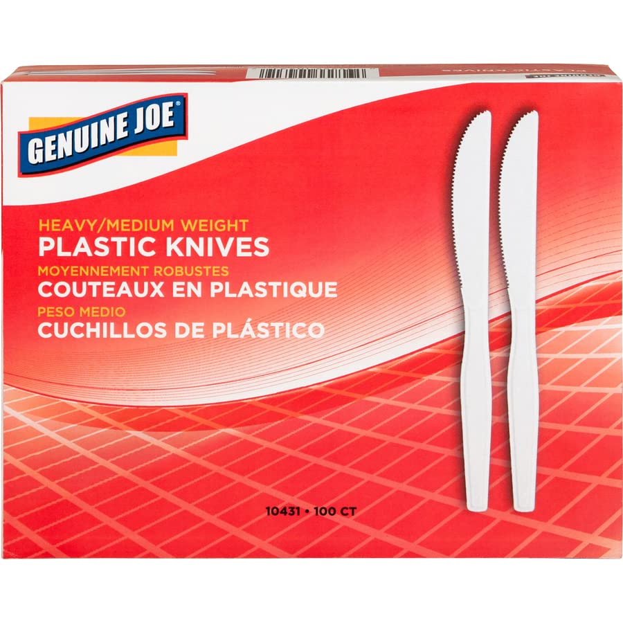 Genuine Joe Heavyweight Disposable Knives - 4000 Count Bulk Pack for Restaurants, Catering & Food Service | Durable Plastic Cutlery for Parties, Events & Commercial Use