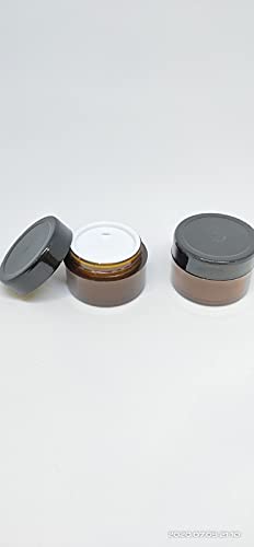 DINEMART 15g Empty Acrylic Cosmetic Jars with Black & White Lids - Amber Brown Containers for Lip Balm, DIY Skincare, Body Butter & Creams (Pack of 8) - Perfect for Home DIY, Small Business & Travel Size Products
