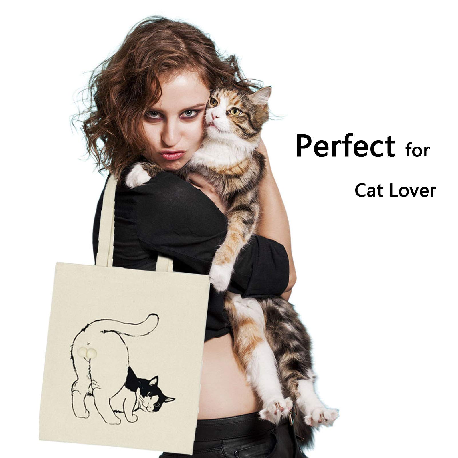 Stylish Women's Tote Bag with Adorable Kitty Cat Ball Design - Handmade Canvas Shoulder Bag with Zipper Closure & Inner Pocket | Perfect for Work, Shopping, and Daily Use