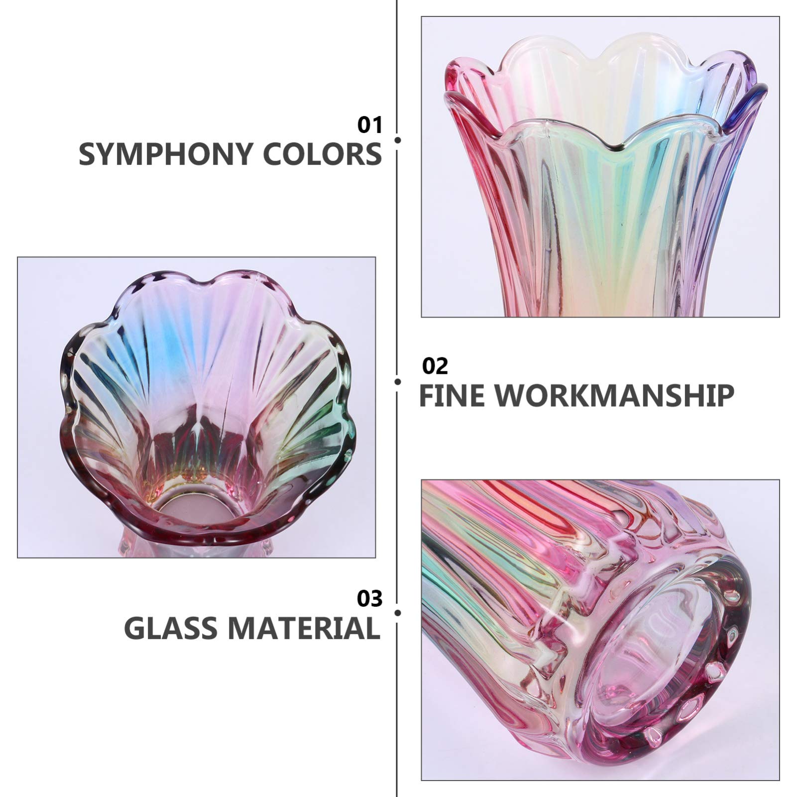 BESPORTBLE Decorative Glass Flower Vase - Rainbow Thickened Crystal Vase for Home, Office, Wedding Decor - Perfect for Centerpieces, Table Decorations and Gift Giving