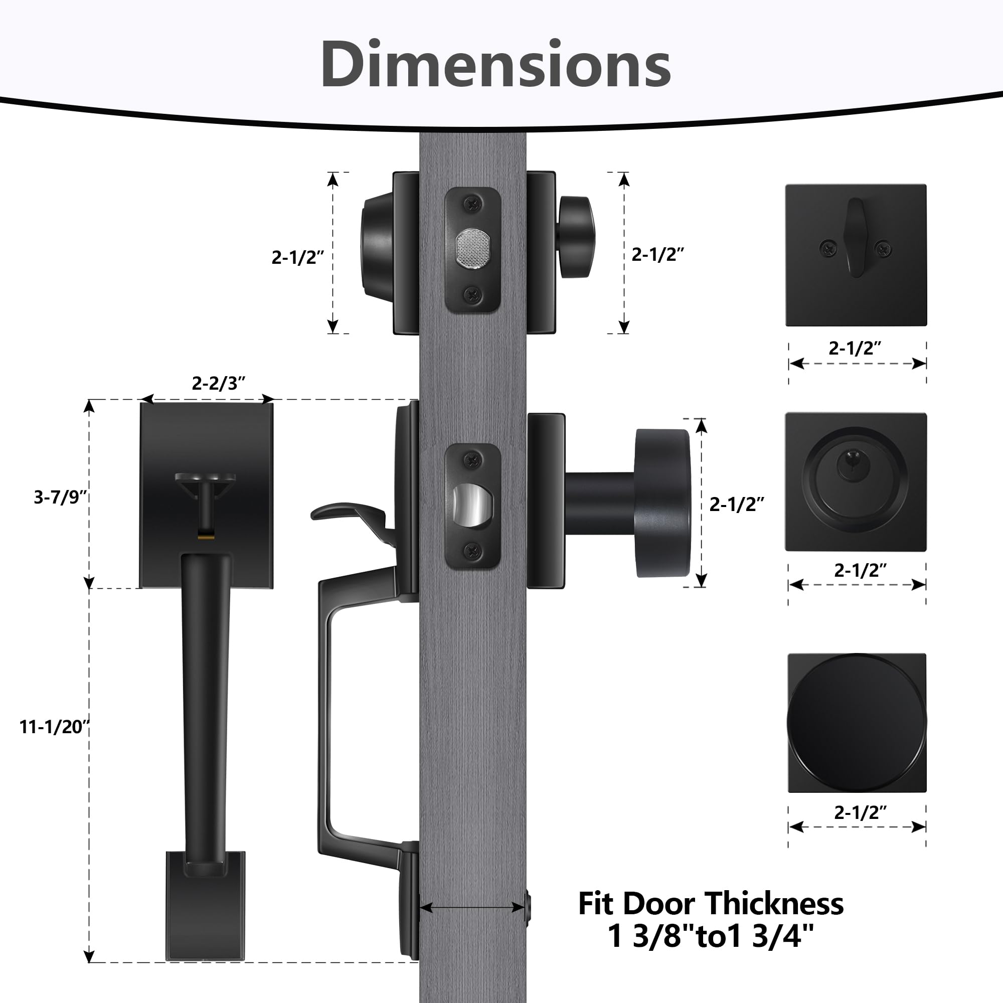 Black Front Door Handle and Deadbolt Set - Matte Black Door Knob & Handleset for Home Security | Perfect for Entry Doors, Front Doors & Exterior Doors