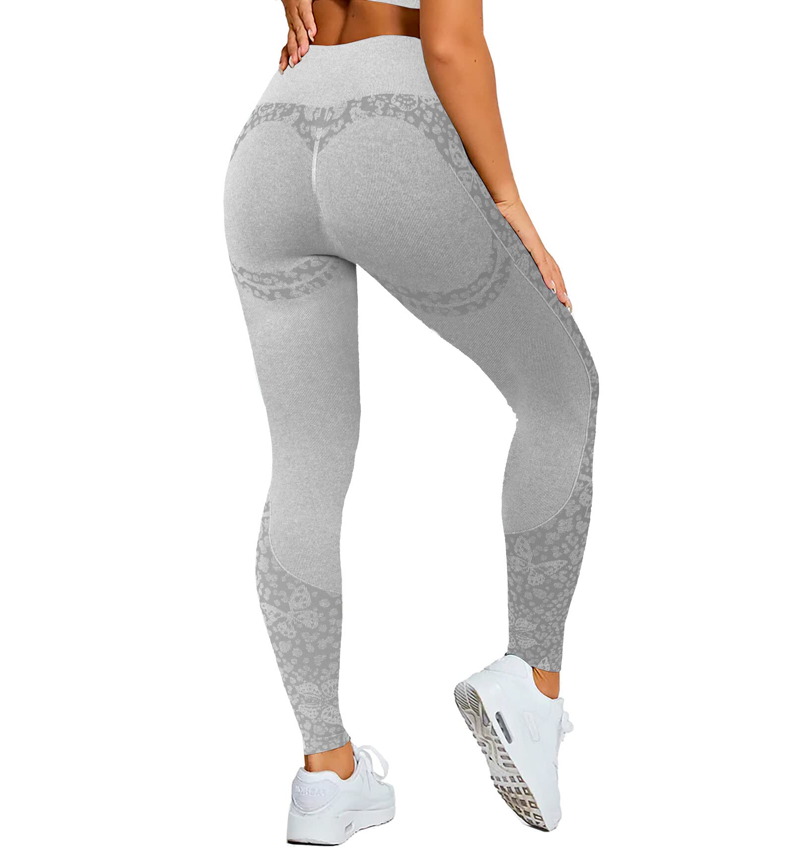 MAXXIM Women's High Waisted Ribbed Workout Leggings - Seamless Scrunch Tights for Yoga, Running & Gym - Comfortable & Stretchy for Active Lifestyle