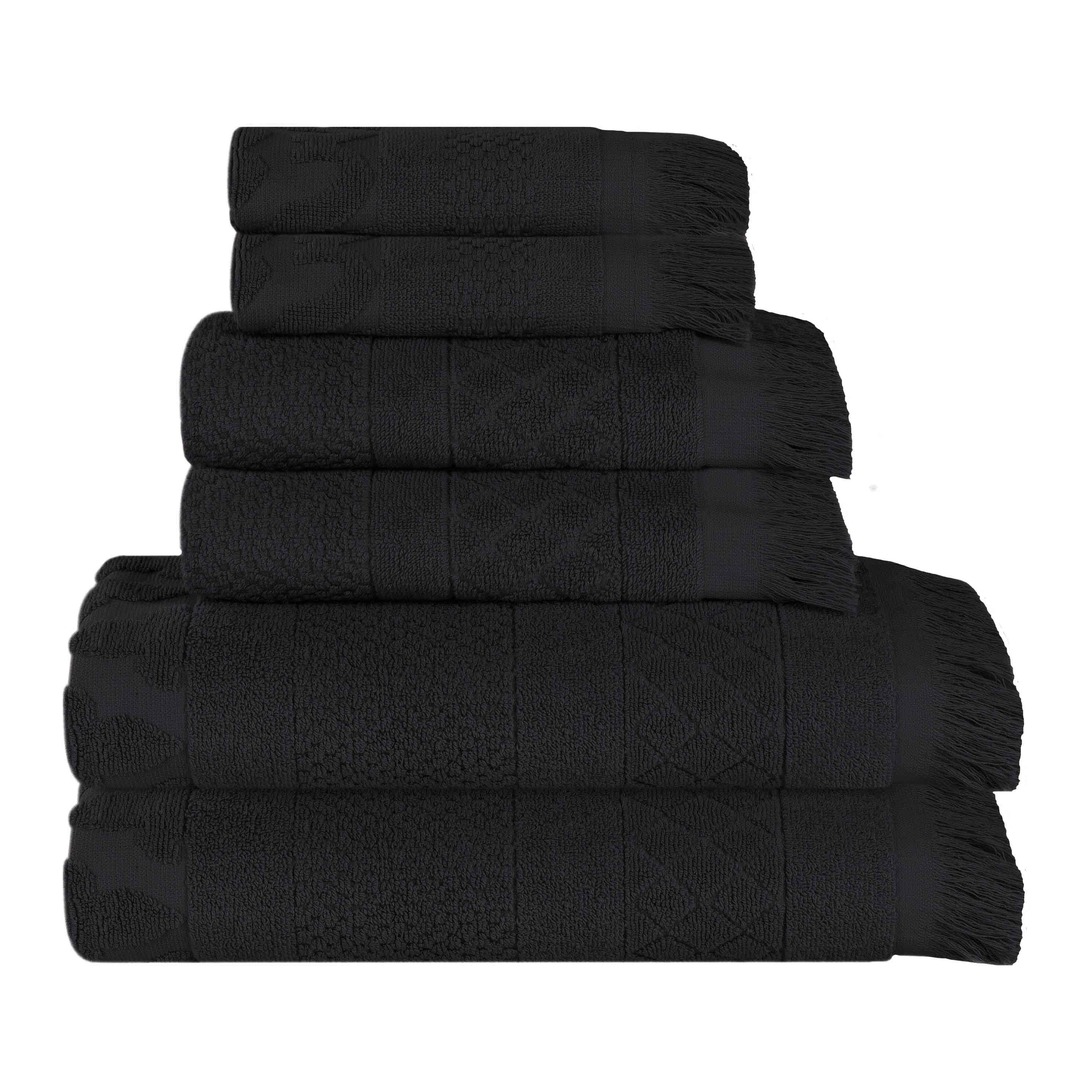 Premium 6-Piece Cotton Geometric Jacquard Towel Set - Ultra Soft & Absorbent Bath Towels for Spa, Bathroom & Luxury Home Decor