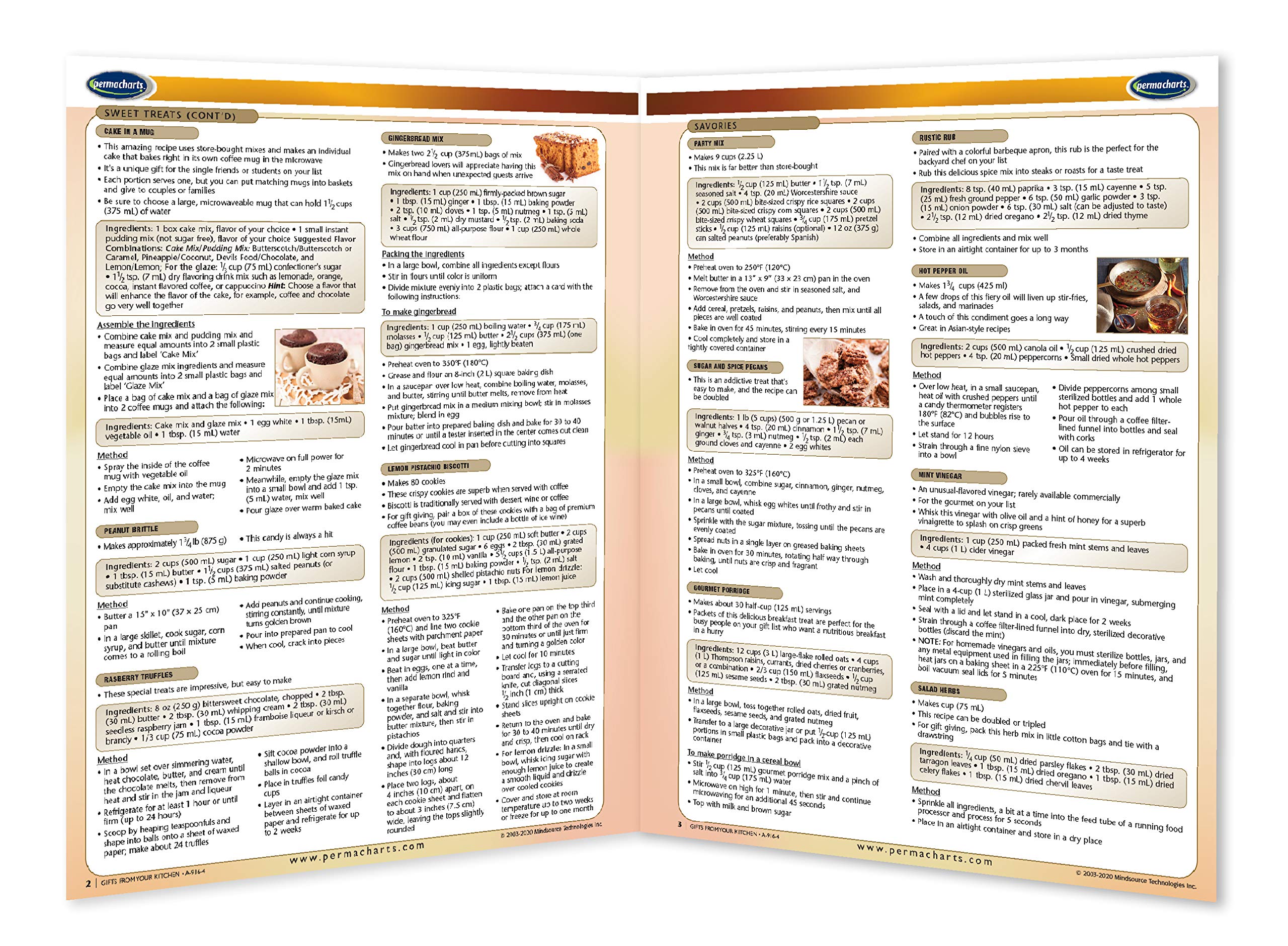 Permacharts Quick Reference Guide: Easy Homemade Food Gifts from Your Kitchen - Perfect for Holidays, Housewarming & Thoughtful Presents