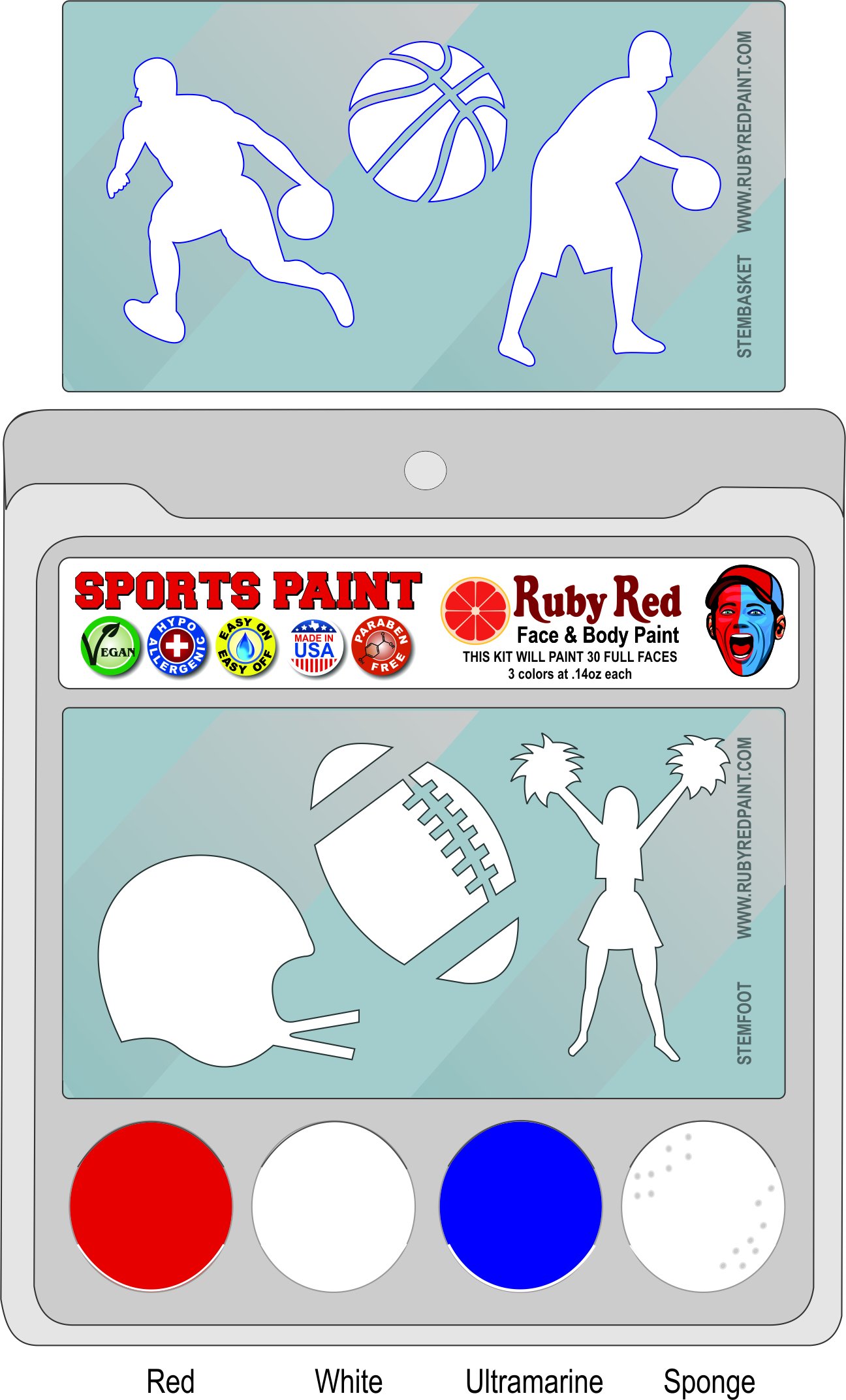Ruby Red Face Paint Set - 2ML x 3 Colors | Ole Miss College Sports Makeup | Perfect for Game Day, Halloween & Costume Parties