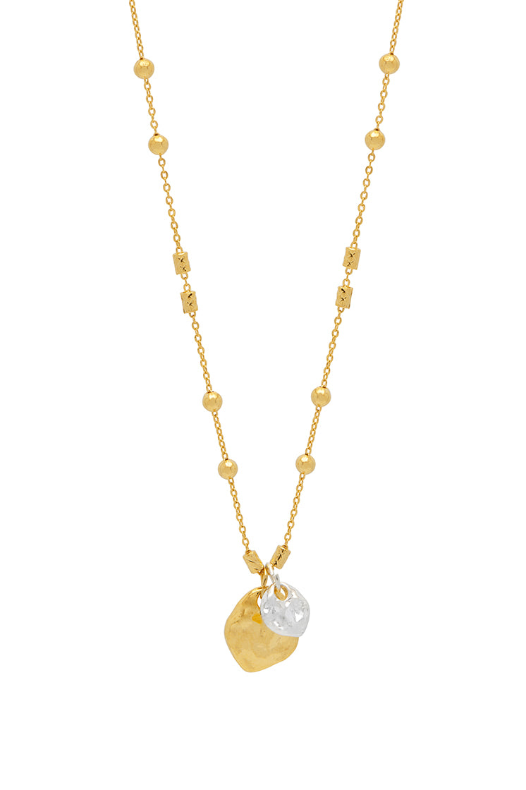 Triple Beaded Chain & Molten Pebbles Necklace for Women - Elegant Layered Jewelry for Casual Wear, Date Night & Special Occasions