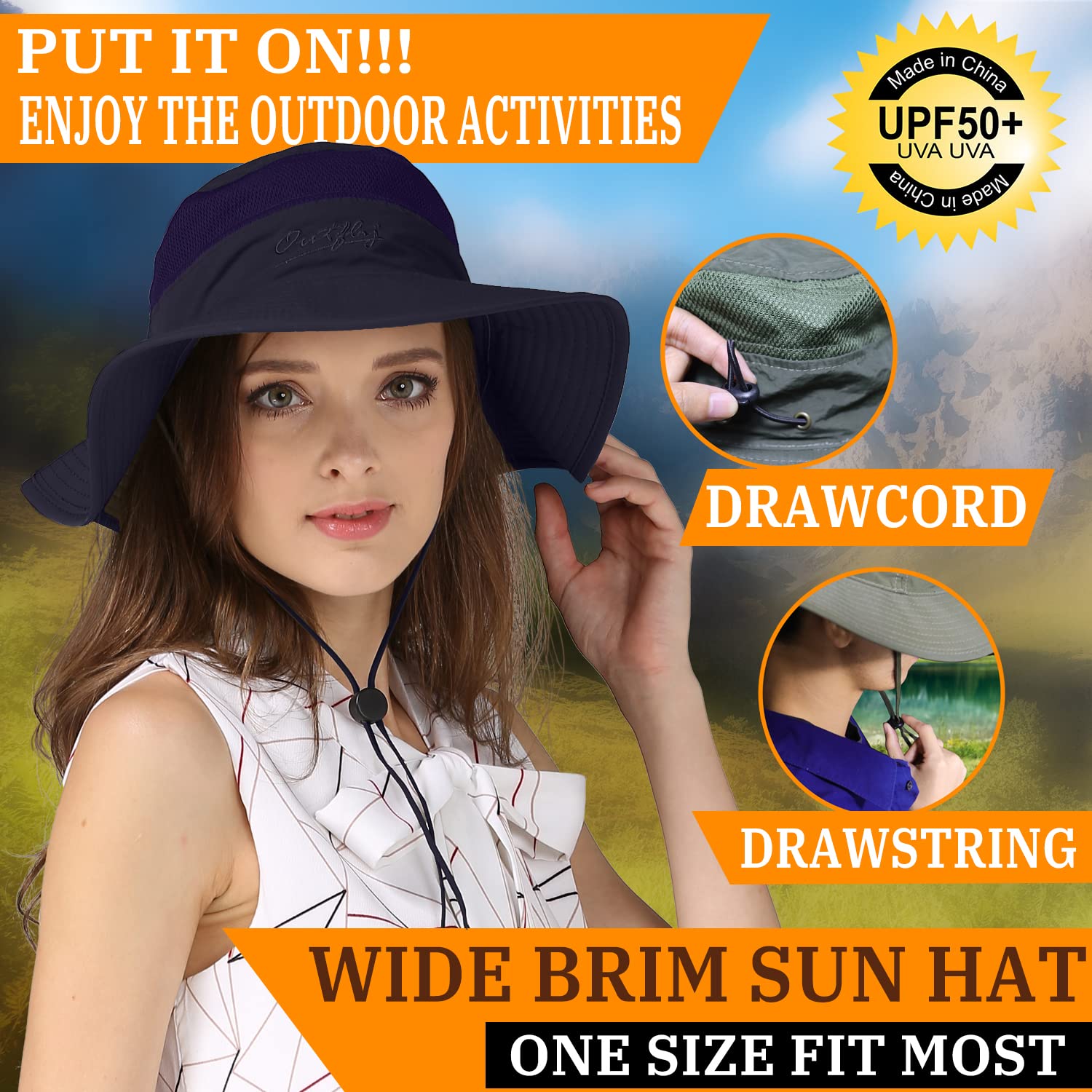 UPF 50+ Wide Brim Sun Hat for Women & Men - UV Protection Summer Bucket Hat for Fishing, Hiking, Beach, Gardening & Outdoor Activities
