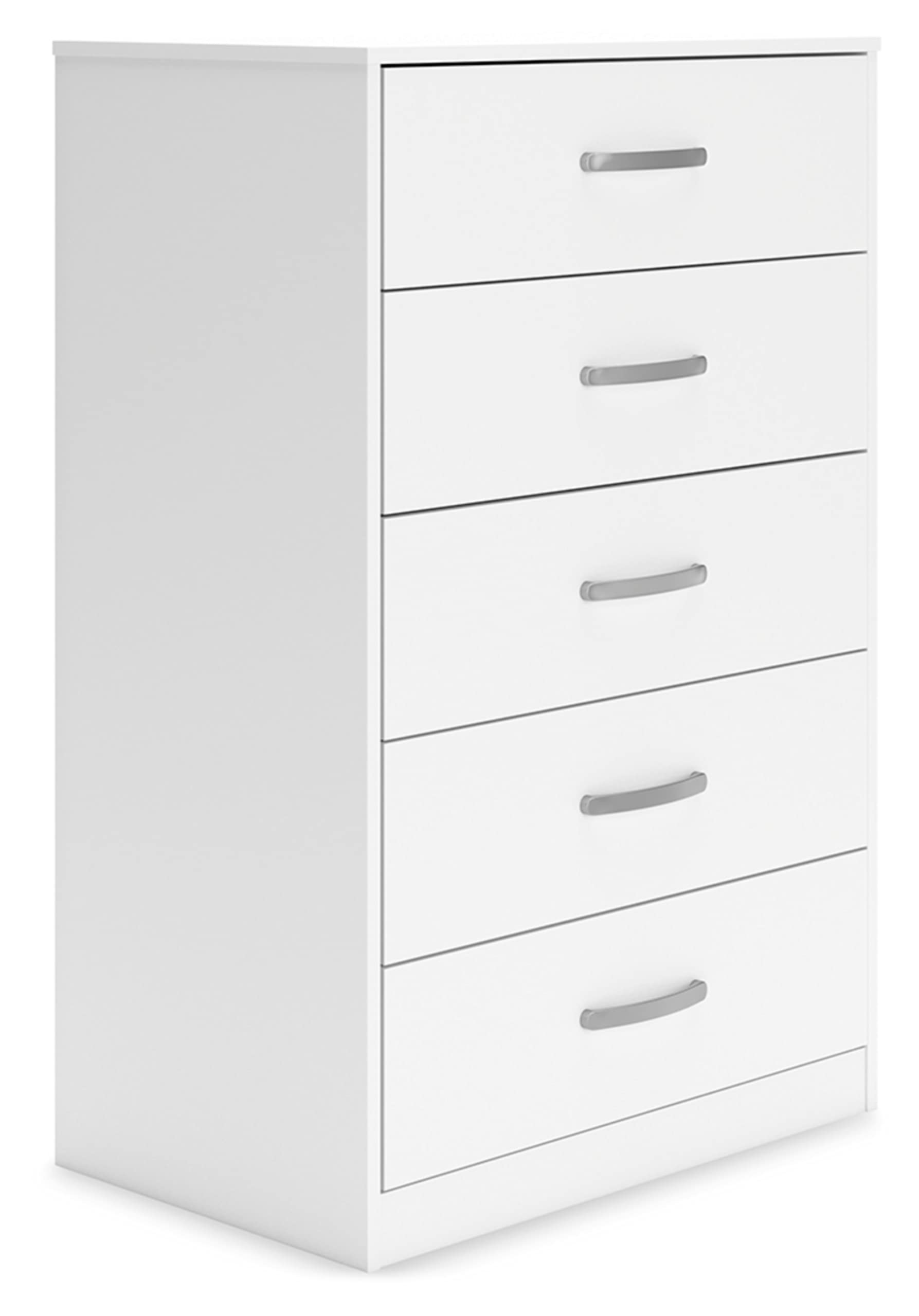 Signature Design by Ashley Flannia 5-Drawer Dresser - White Wooden Chest with Dovetail Construction & Safety Stop - Perfect for Bedroom, Nursery or Closet Storage Organization