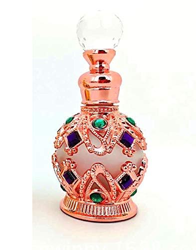 15ml Refillable Empty Perfume Bottle with Round Diamond Design - Rose Gold | Travel Essential Oil & Fragrance Atomizer for Women | Perfect for Purse, Gym Bag & Gift Giving