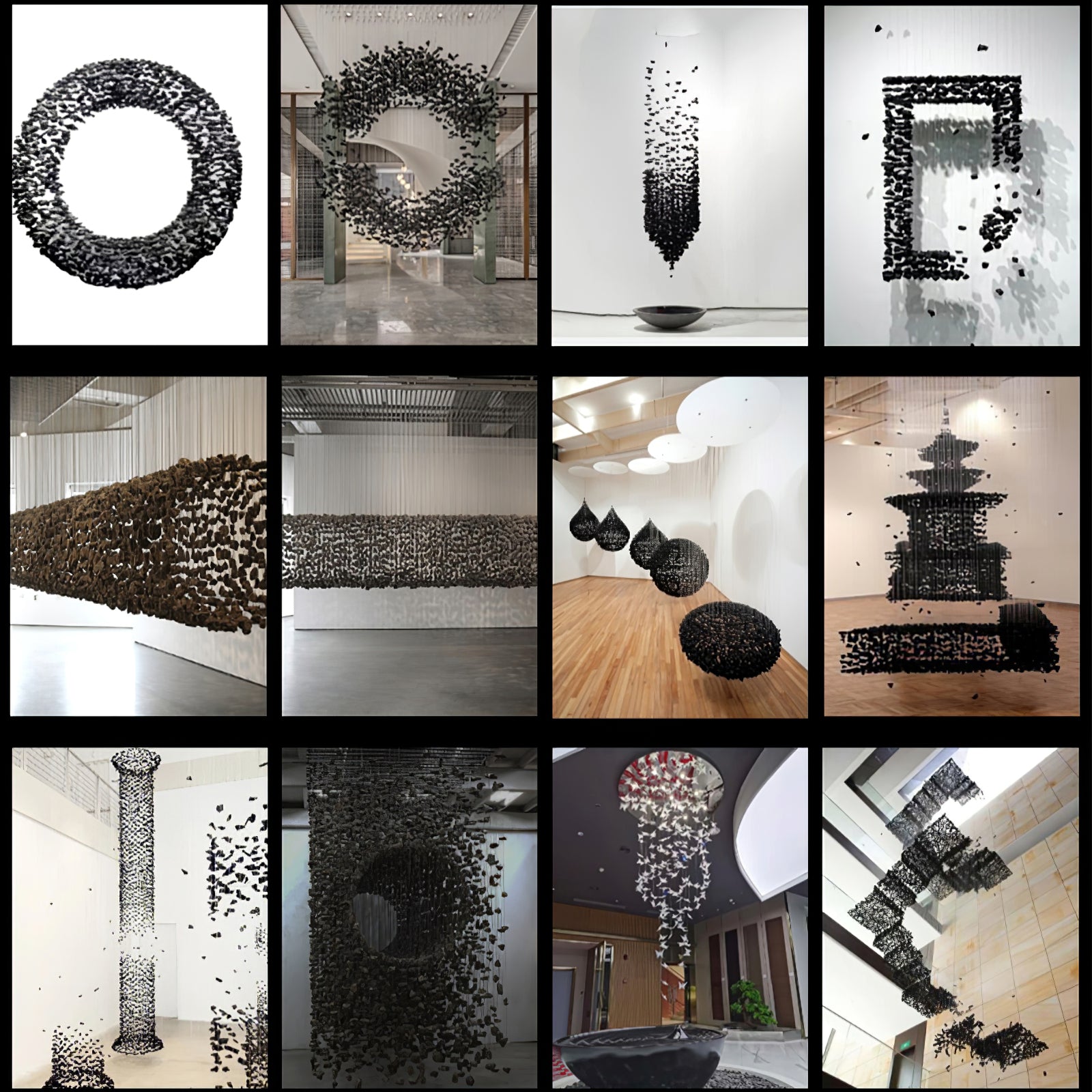 Stylish Charcoal Black O-Shaped Chandelier - Modern Ceiling Light Fixture for Dining Room, Bedroom & Living Room Decor