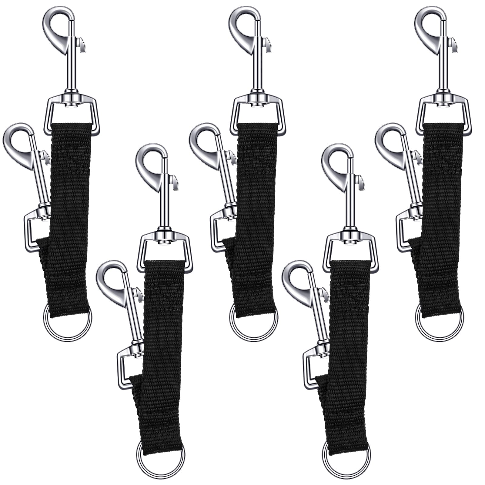 Frienda 5-Pack Braided Nylon Dog Collar Backup Clip - Double Ended Safety Connector Strap for Harness - Adjustable for Large, Medium, Small Dogs & Puppies (Black) | Perfect for Outdoor Adventures, Walks & Pet Safety