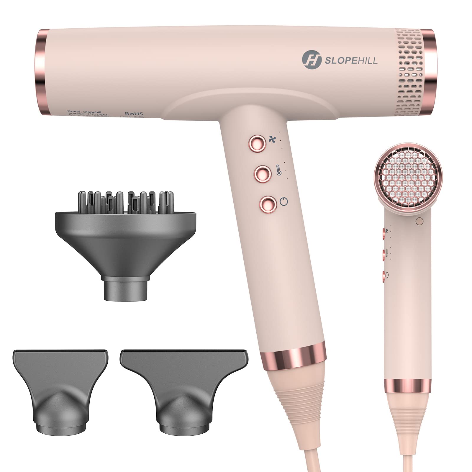 Slopehill 2000W Professional Ionic Hair Dryer for Women - High Speed Blow Dryer with Ceramic Technology, Lightweight & Travel Friendly for Salon & Home Use (Pink) - Perfect for Styling, Quick Drying & On-the-Go Beauty
