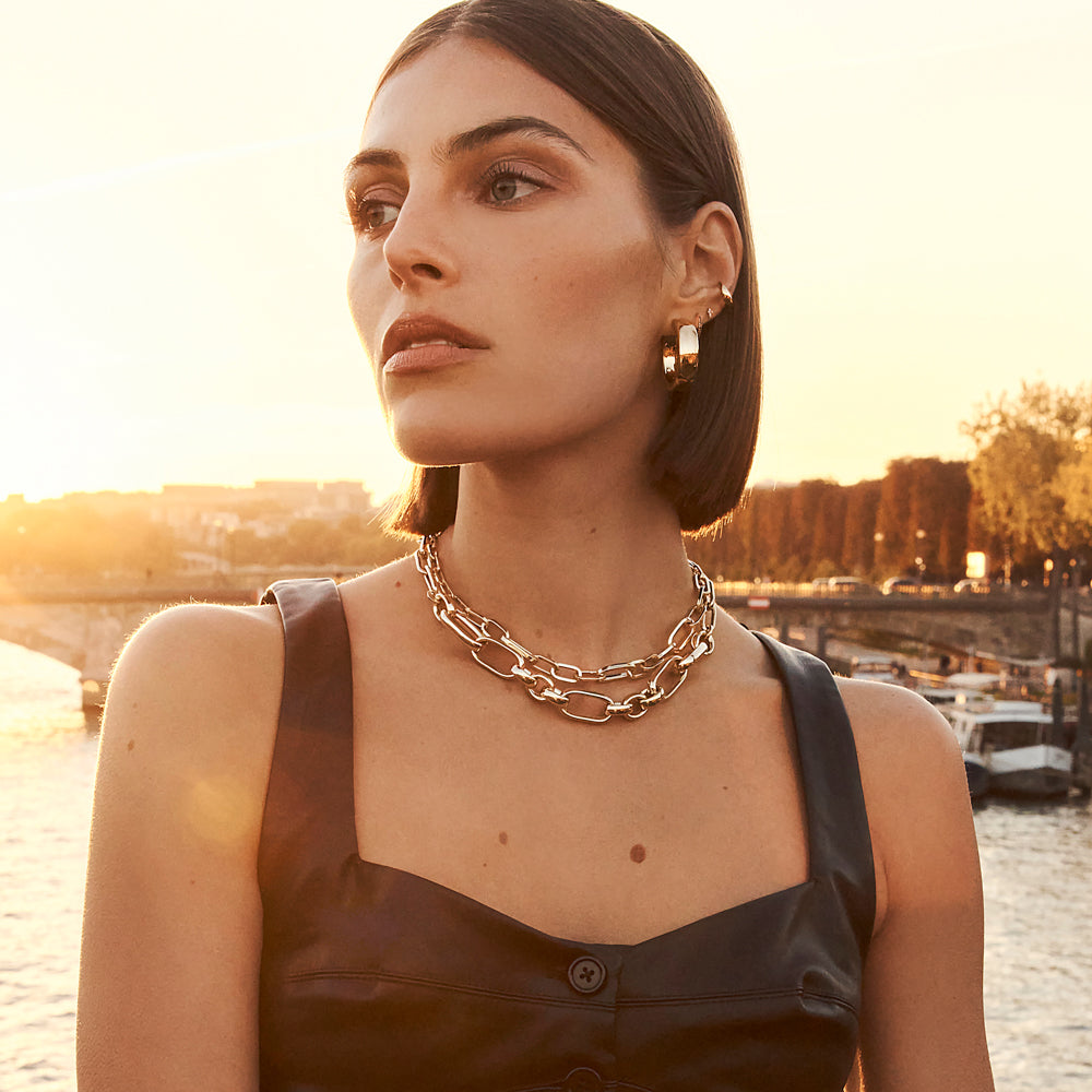 Bold Paperclip Chain Necklace - 14K Gold Plated Dainty Minimalist Jewelry for Women, Perfect for Everyday Wear & Layering