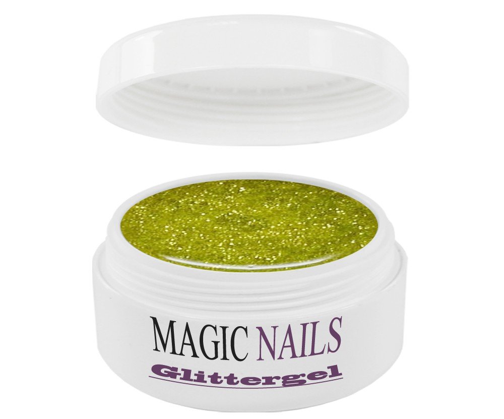 Magic Nails Glitter Gel Polish - 5ml Gold Shine for Manicure & Pedicure - Perfect for Nail Art, Parties, and Special Occasions