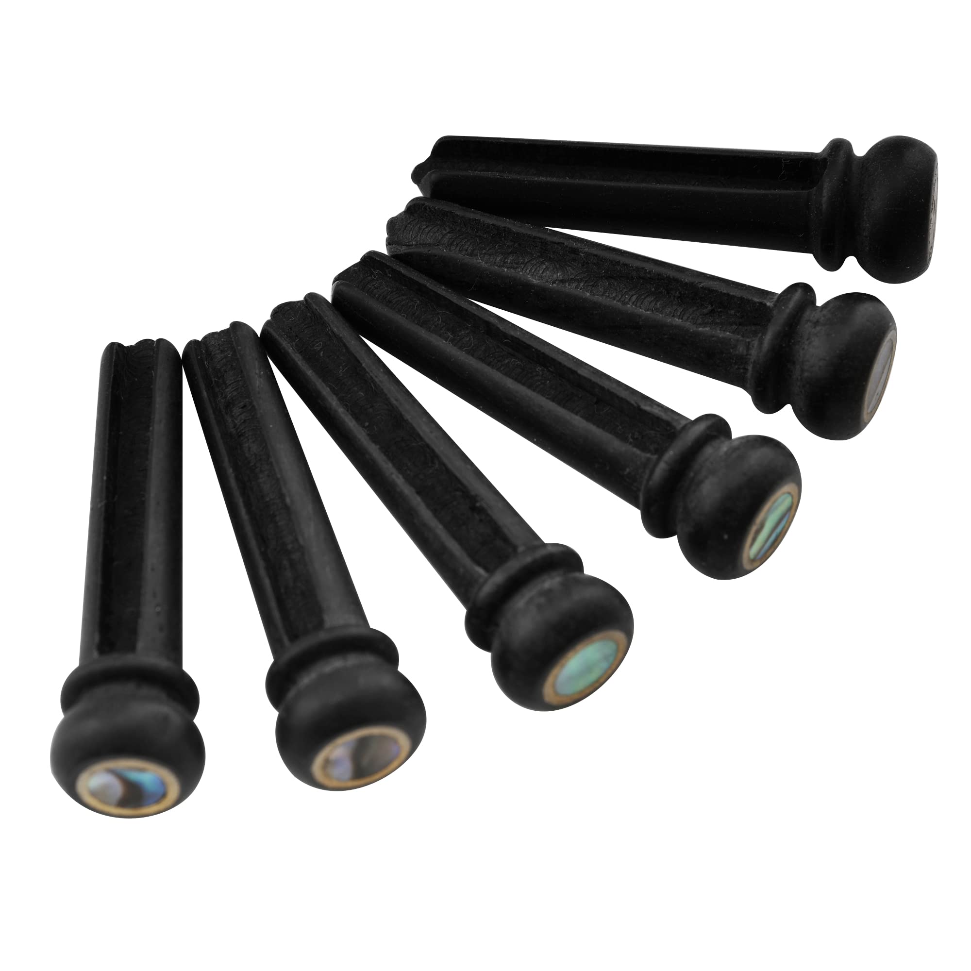 Musiclily Ebony Acoustic Guitar Bridge Pins & End Pins Set - 6-Pack for Taylor Martin Folk Guitar Replacement - 4mm Pearl Shell Dot Black - Perfect for Guitar Maintenance & Upgrades