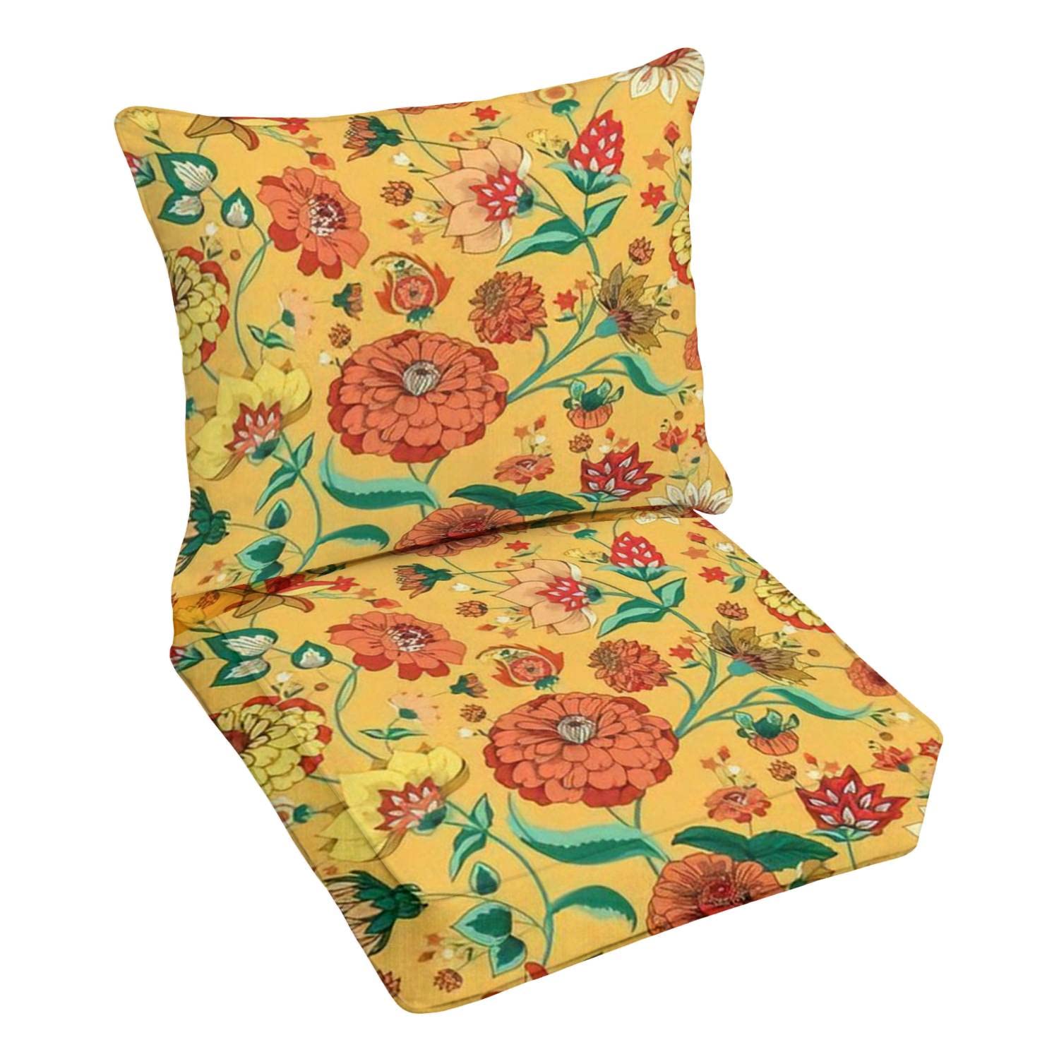 Vintage Paisley Floral Outdoor Deep Seating Cushion Set - Premium Replacement Cushions for Patio Lounge Chairs & Conversation Sets - Waterproof & UV Resistant for Backyard, Poolside & Garden Relaxation
