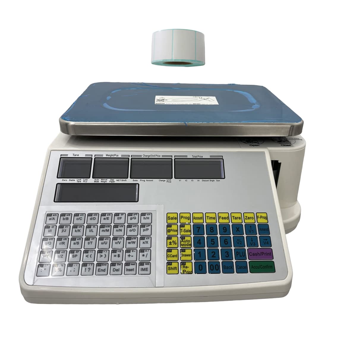 TECHTONGDA 30kg/66lb Digital Price Computing Scale with Thermal Printer - 110V Commercial Retail Scale, 5-Window Display, No Pole Design & 400 Thermal Labels - Perfect for Supermarkets, Retail Stores, and Warehouse Inventory Management
