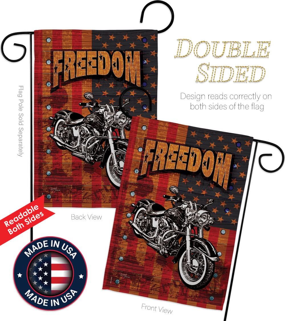 Americana Motorcycle Banner - Patriotic Vertical Garden Flag 13x18.5in for Outdoor Decor