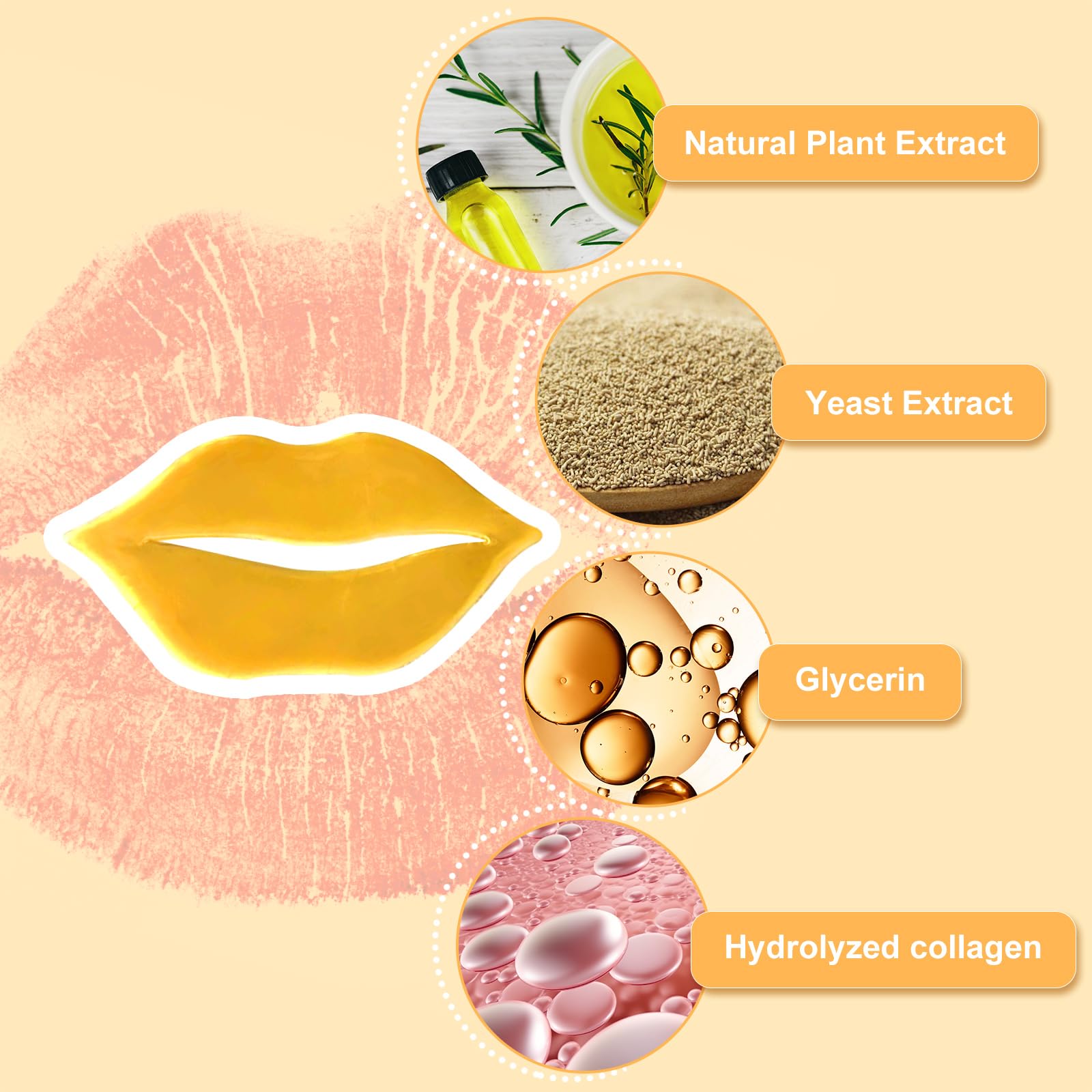 30 PCS Collagen Lip Masks for Dry Lips - Hydrating Gel Lip Mask Sheets to Remove Dead Skin, Moisturize & Lighten Lip Lines (Gold) | Perfect for Night Care, Travel & Winter Lip Treatment