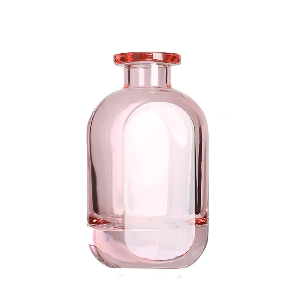 HUANSUN Nordic Glass Table Vase - Mini Hydroponic Planter, Aromatherapy Diffuser & Flower Container for Home & Office Decor (Pink) | Perfect for Desktop Decor, Plant Propagation, Essential Oil Storage & Small Flower Arrangements