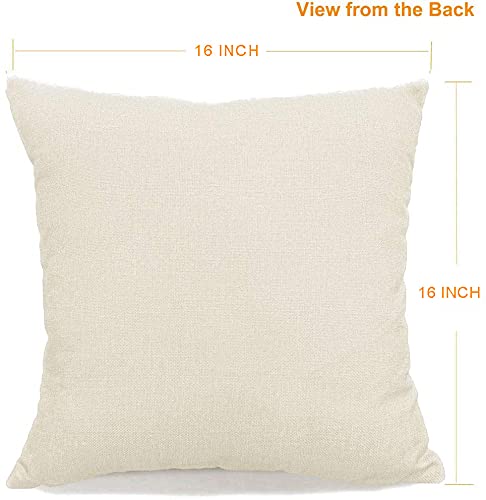 16x16 Inch Christmas Pillow Covers Set of 4 - Farmhouse Holiday Decor with Candy Garland Print - Cozy Winter Throw Pillow Cases for Sofa, Bed & Home Decor (Xmas Decorative Cushion Covers)