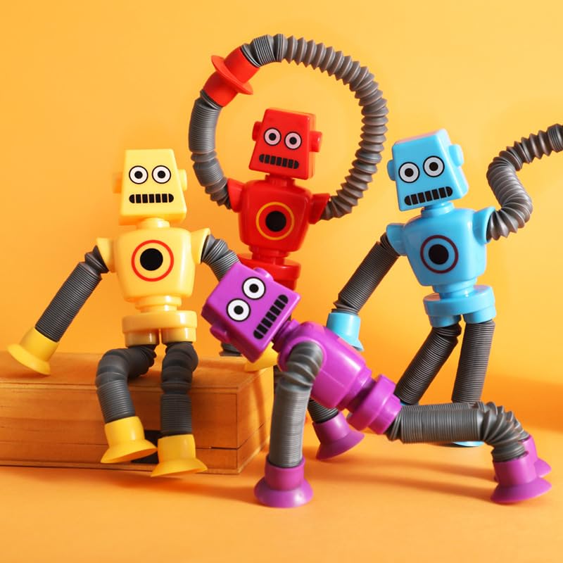 24PCS Telescopic Suction Cup Robot Toy - Pop Tubes Sensory Toys for Kids & Toddlers, Fidget Toys for Stress Relief, Travel & Classroom Prizes, STEM Learning Fun for Boys & Girls - Perfect for Birthday Gifts, Party Favors and Treasure Box Rewards