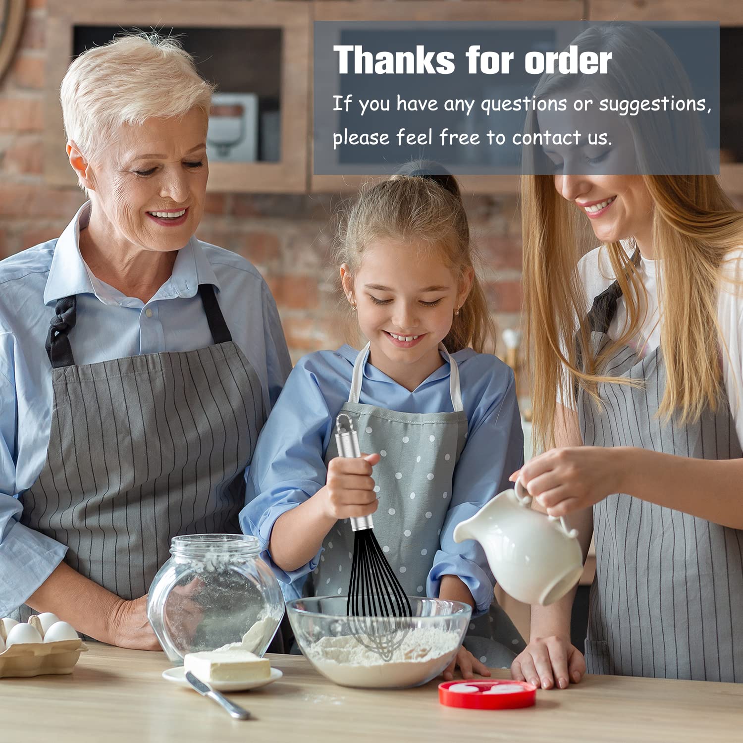 3-Pack Professional Silicone Whisks for Cooking - Non-Scratch Stainless Steel & Silicone Whisk Set - Safe for Nonstick Cookware - Perfect for Baking, Mixing Sauces, and Whipping Cream (Black)