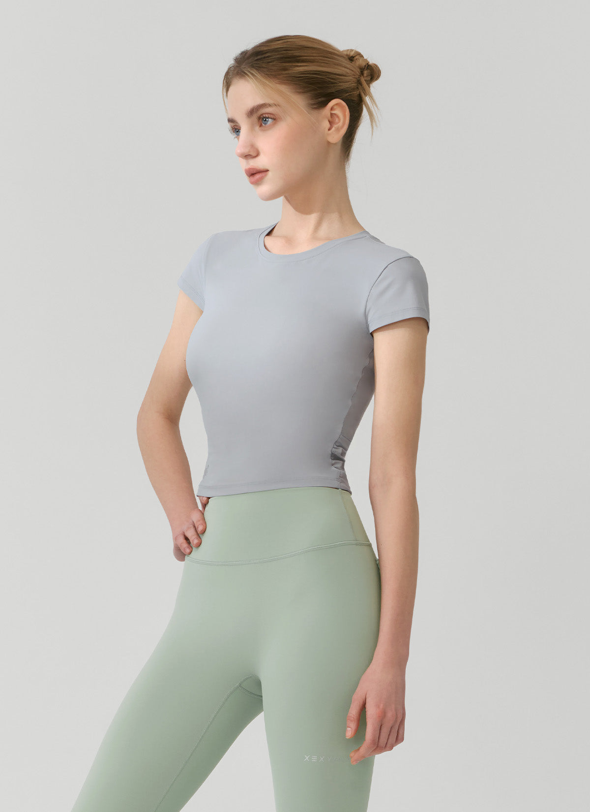 Lightweight Tricot Overlap Short Sleeve T-Shirt for Women - Comfortable Casual Wear for Summer, Workouts, and Everyday Outfits