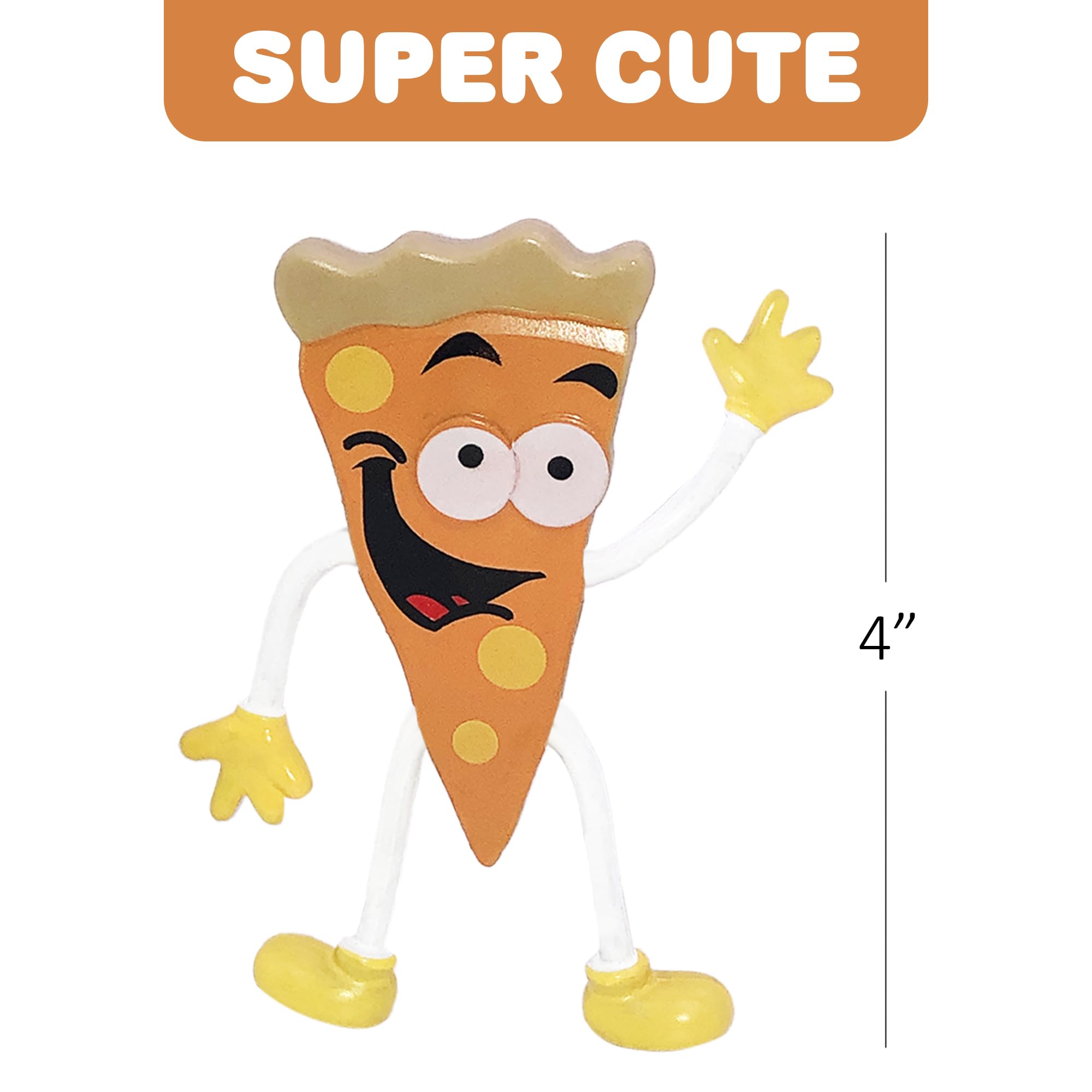 ArtCreativity Flexible Pizza Figures - 12 Pack Bendable Toys for Kids, Fun Pizza Party Favors for Boys & Girls, Stress Relief Fidget Toys, Easter Basket Stuffers & Pinata Fillers - Perfect for Birthday Parties, Classroom Rewards & Sensory Play