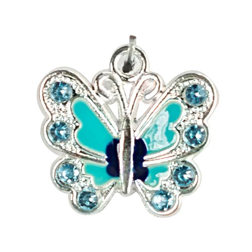 Blue Butterfly Charm Chrome Tweezer Nipple Clamps with Organza Gift Bag - Sensual BDSM Accessories for Couples Play & Adult Intimacy