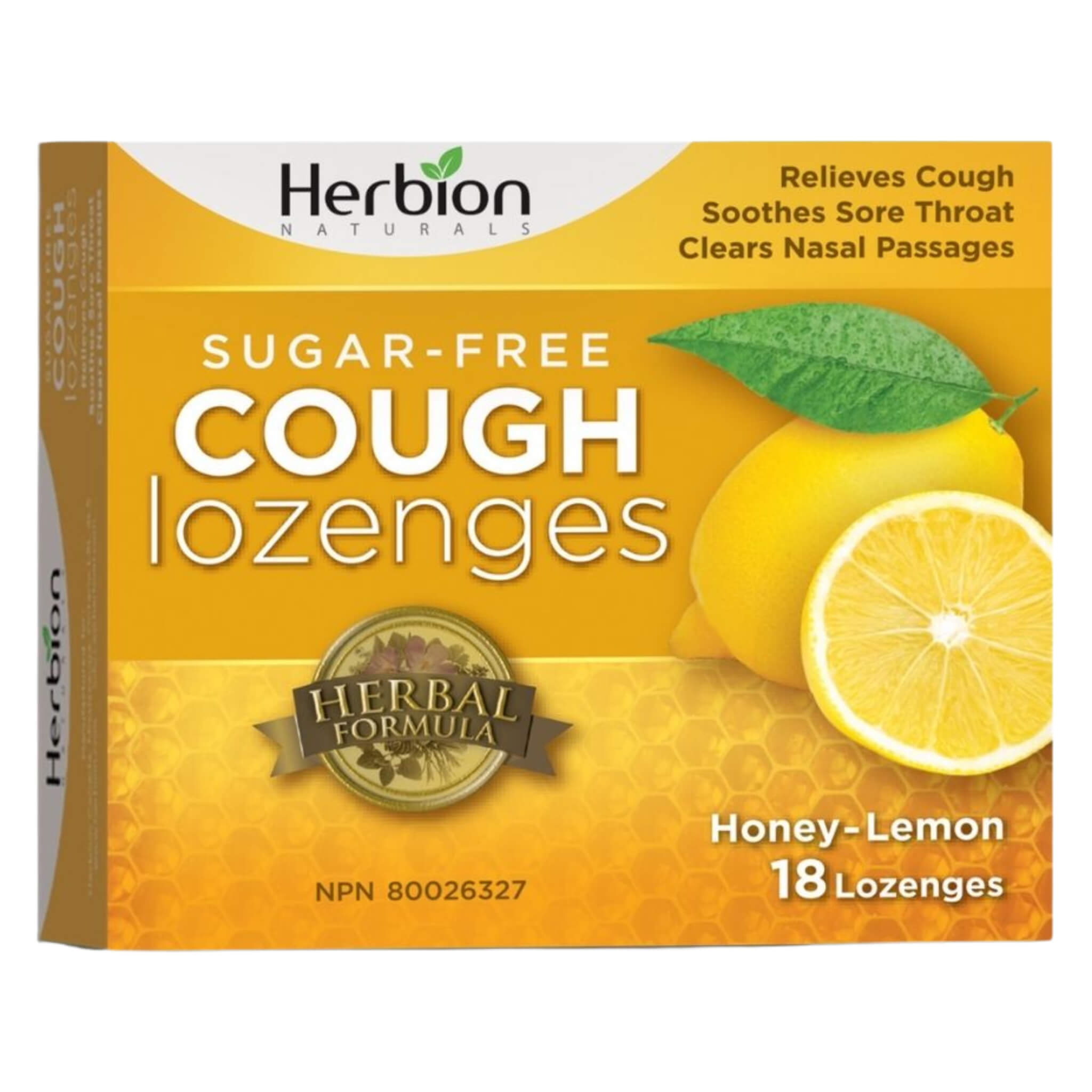 Sugar-Free Cough Lozenges for Sore Throat Relief - Soothing Honey Lemon Flavor - Day & Night Use at Home, Work or Travel