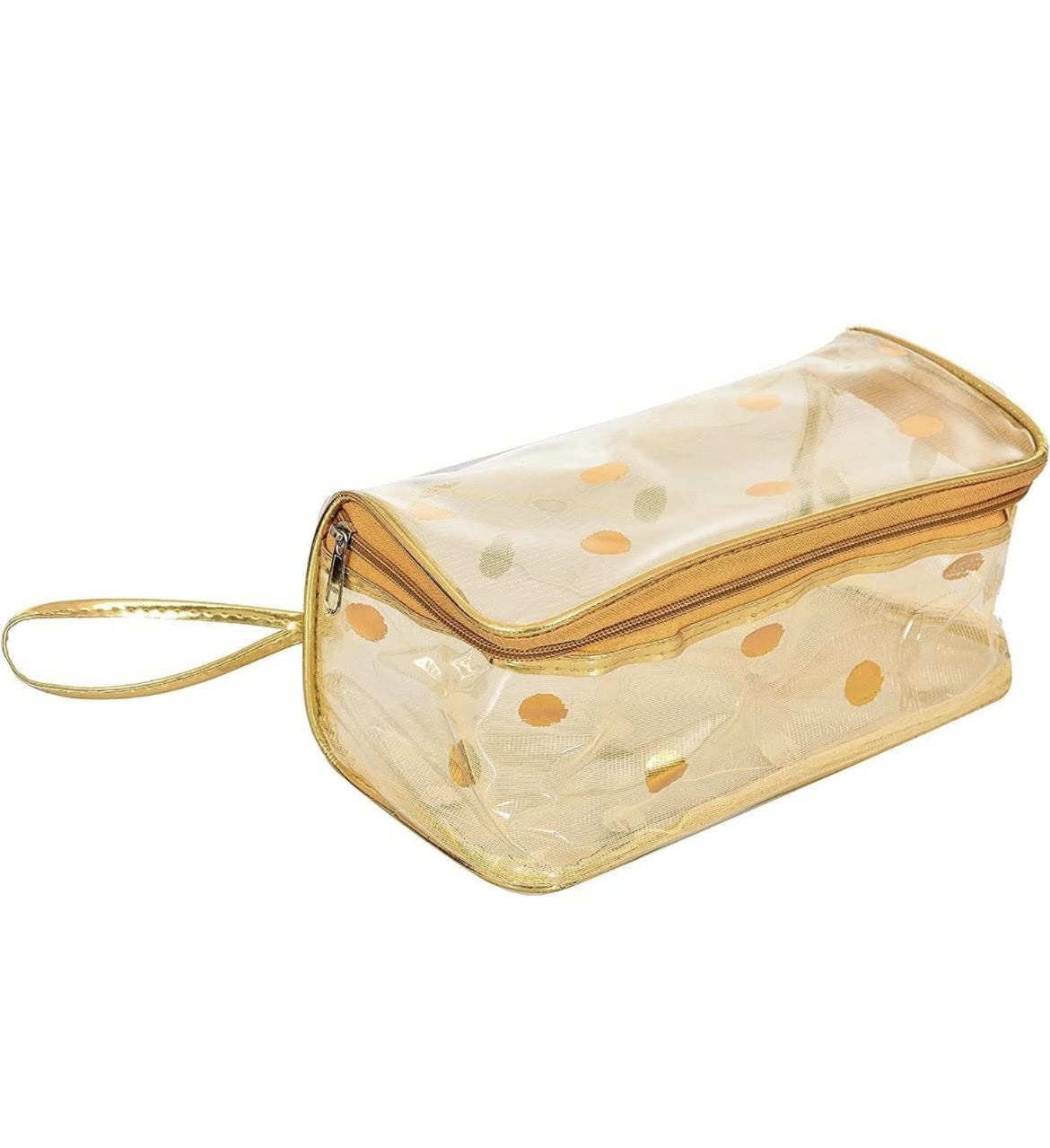 Multipurpose Travel Pouch for Women - Makeup & Toiletry Kit (Golden Dots) - Perfect for Travel & Daily Use