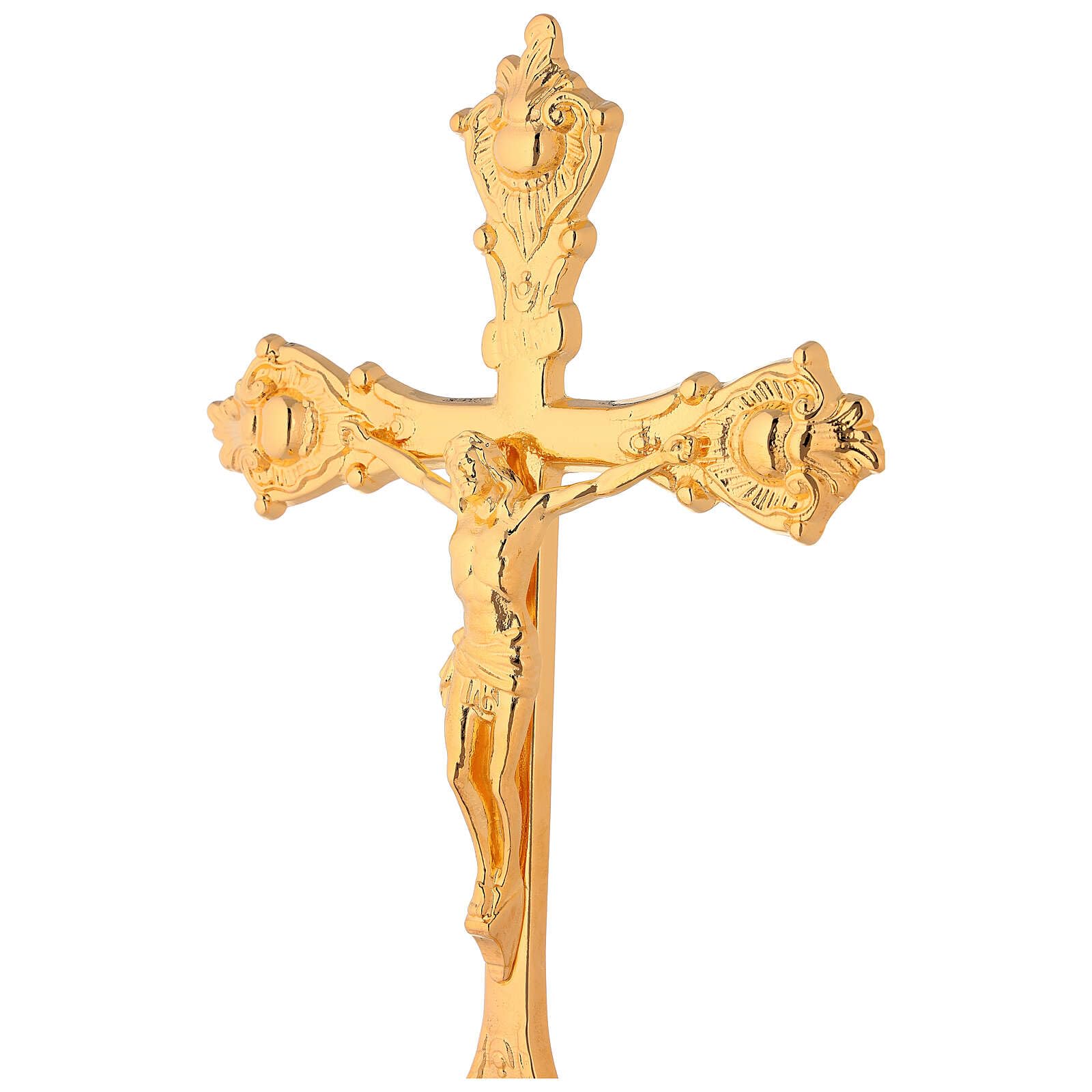 Brass Altar Set with Cross and Candle Holders - Smooth Base for Religious Ceremonies, Home Decor & Spiritual Practices