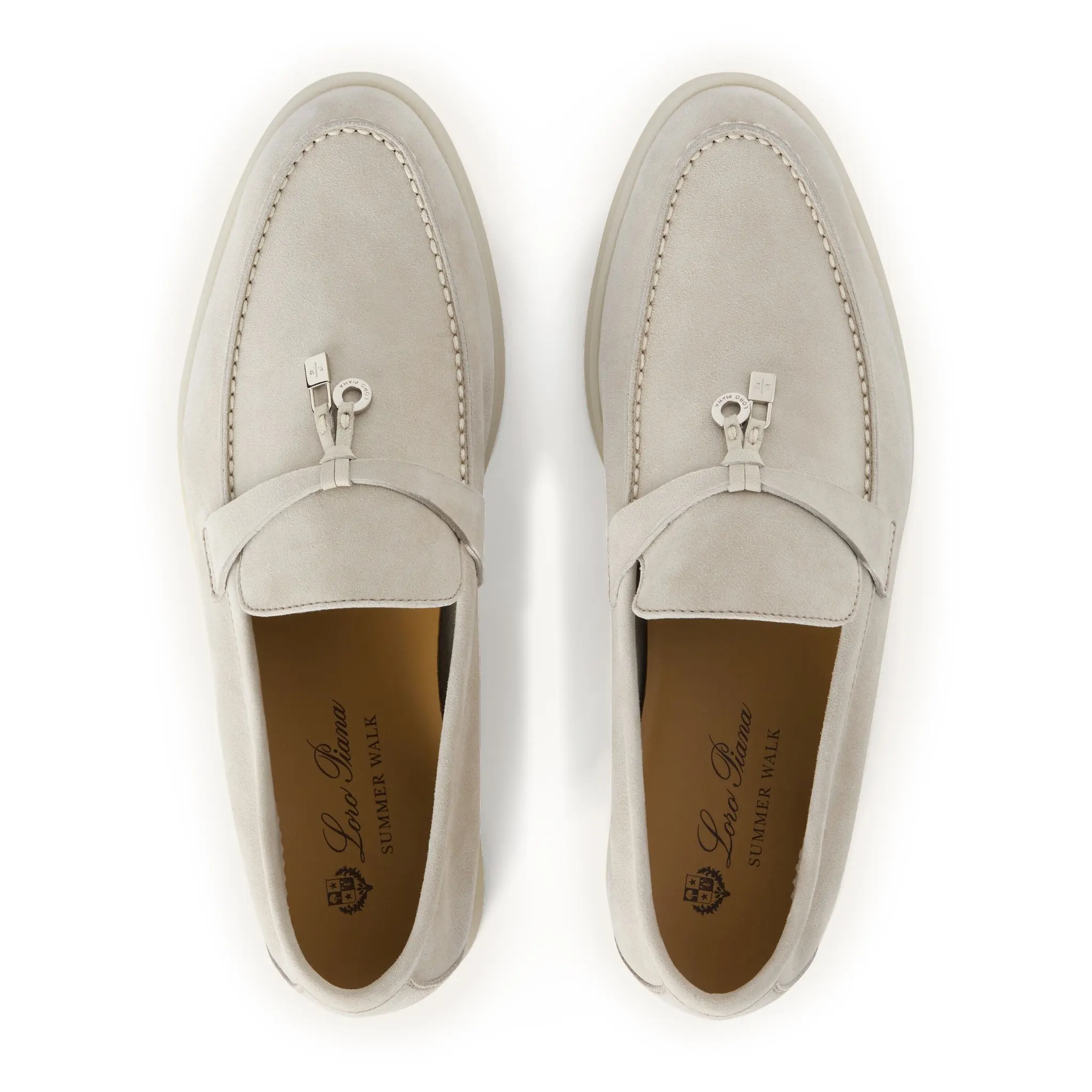 Loro Piana Women's Summer Charms Walk Suede Goatskin Loafers in Powder Pearl - Comfortable Slip-On Shoes for Casual Outings & Office Wear