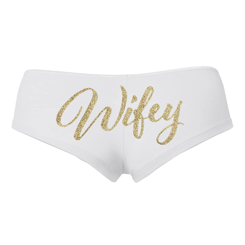 Elegant Bride Wifey Glitter Boyshorts - Sexy Lingerie for Women, Comfortable Wedding Night Underwear, Perfect for Honeymoon & Romantic Occasions