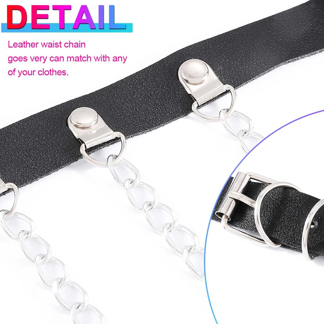 Stylish Punk Leather Waist Chain - Gothic Body Jewelry for Women | Black Body Chains Belt for Rave, Festival & Gothic Fashion Outfits