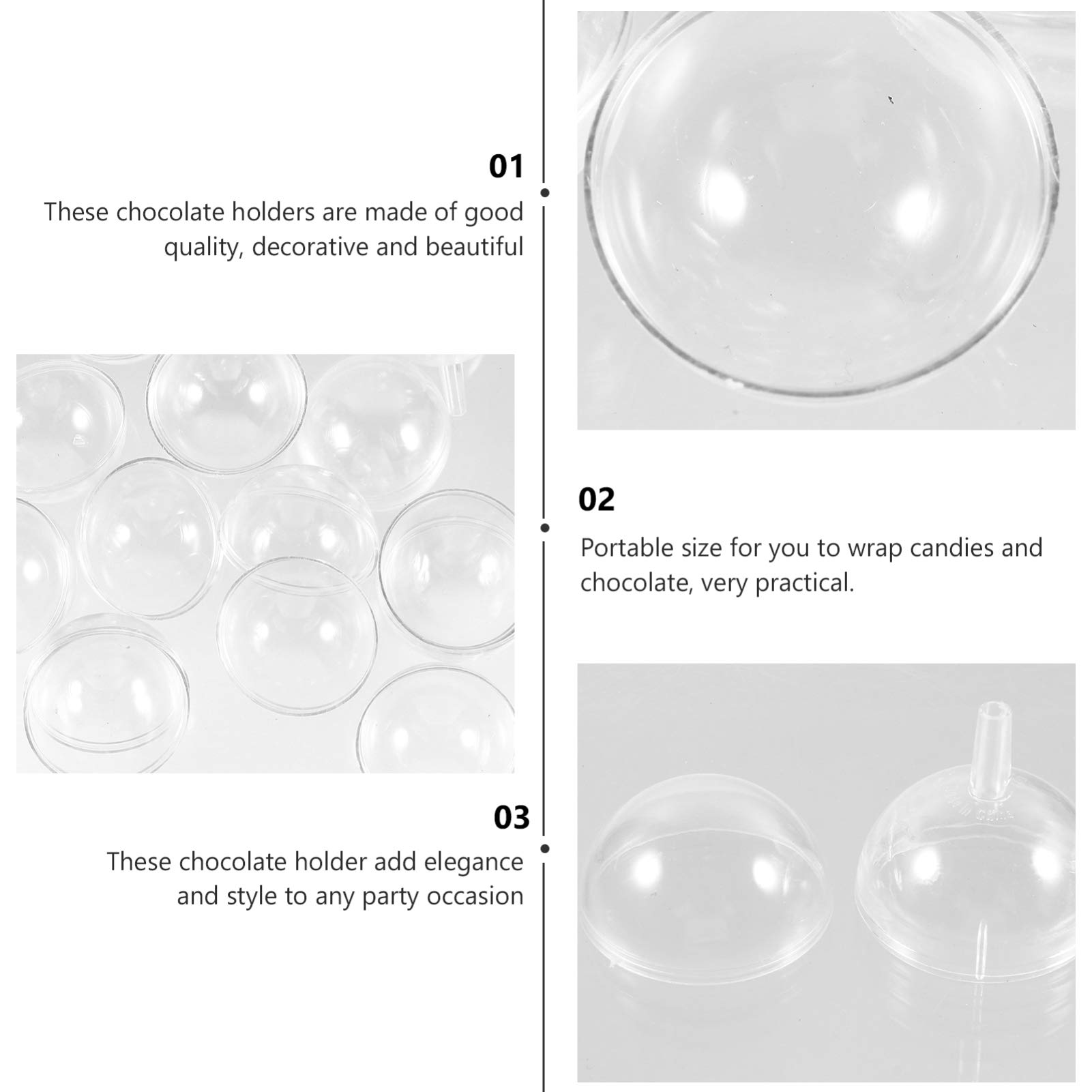 95-Piece Clear Chocolate Ball Holders - Mini Cupcake & Muffin Liners, Candy Packaging Cases, Flower Support Racks for Baking, Parties, Birthdays, Weddings & Valentine's Day Decorations