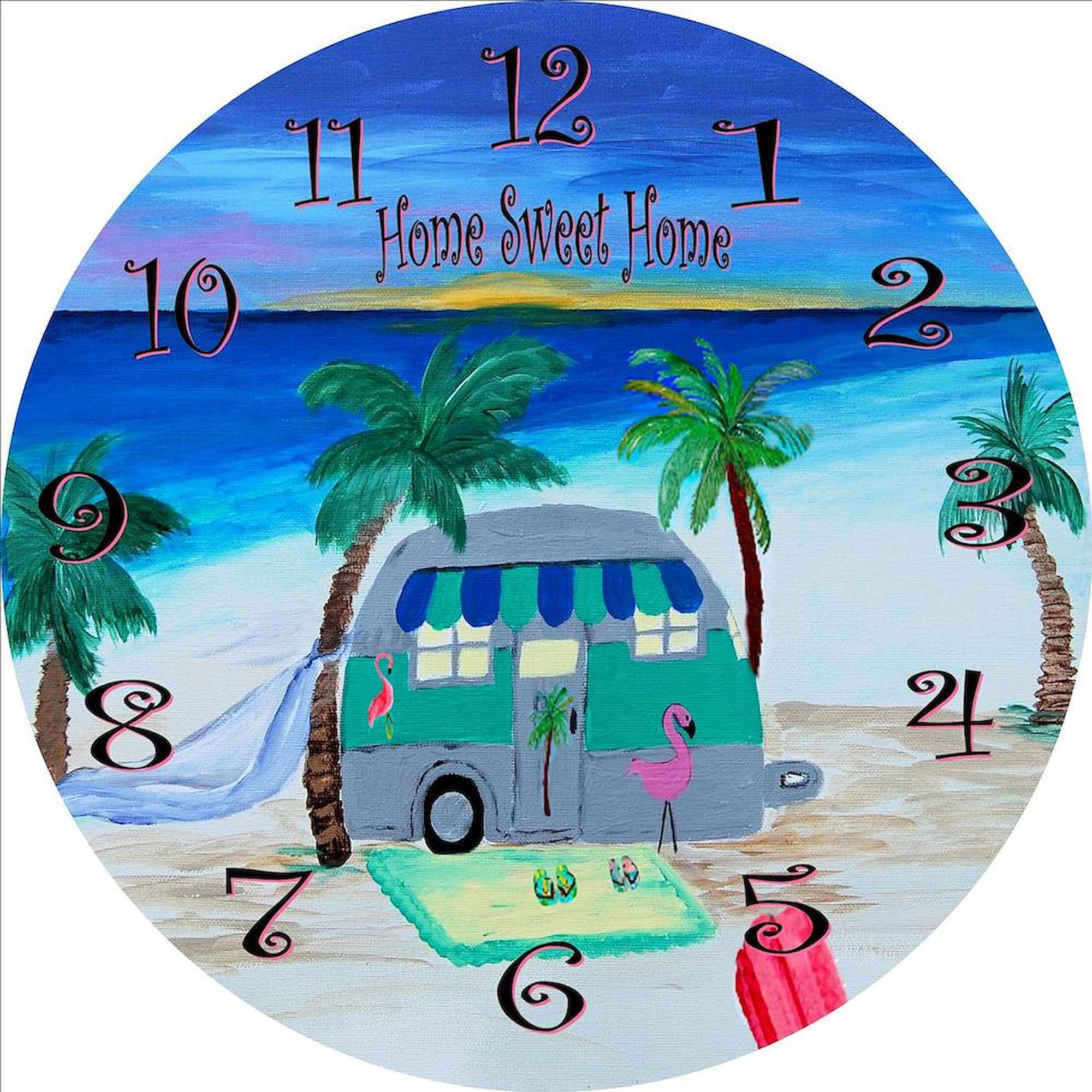 Home Sweet Home Camper 10-Inch Wall Clock - Rustic Decor for Living Room, Kitchen, Office & RV - Perfect Gift for Camping Enthusiasts & Home Decor