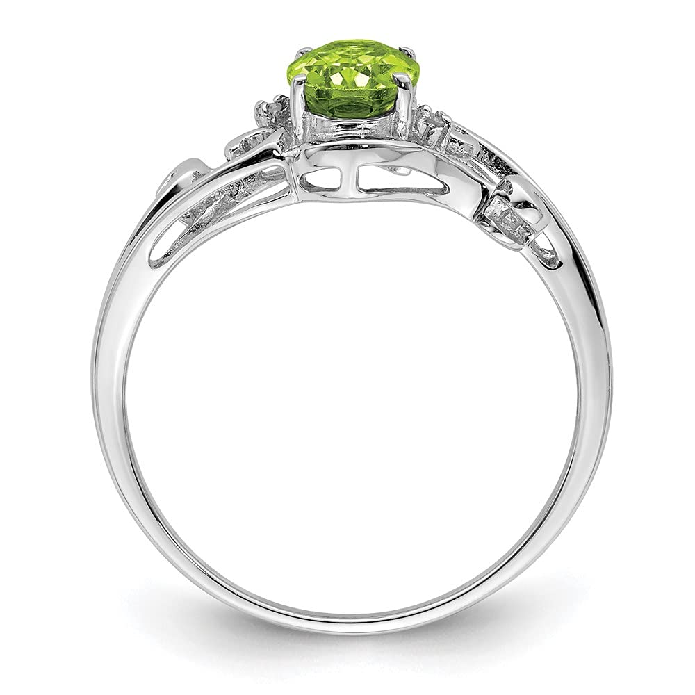 925 Sterling Silver Oval Peridot & Diamond Ring for Women | Elegant Fine Jewelry Gift for Her | Perfect for Anniversaries, Birthdays & Special Occasions