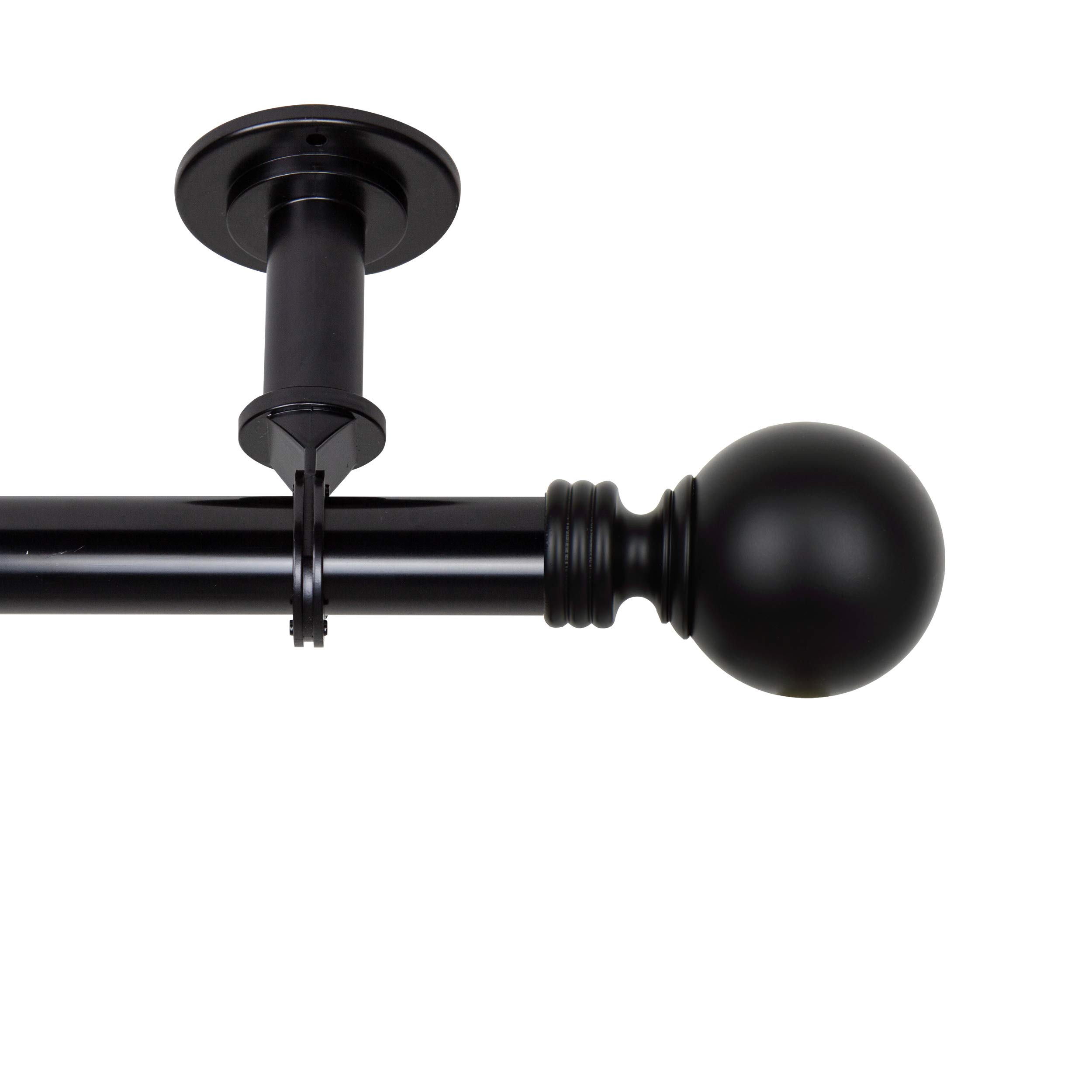 Rod Desyne Globe 1 Inch Adjustable Ceiling Curtain Rod & Room Divider - 120 to 170 Inches, Black - Perfect for Large Windows, Room Separation & Home Theater Setup