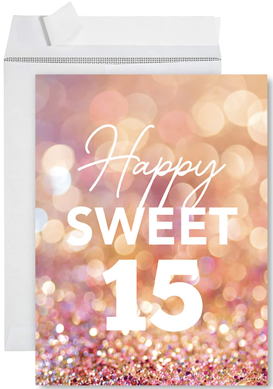 Andaz Press Jumbo Happy Birthday Card for Sweet 15th Birthday - 8.5